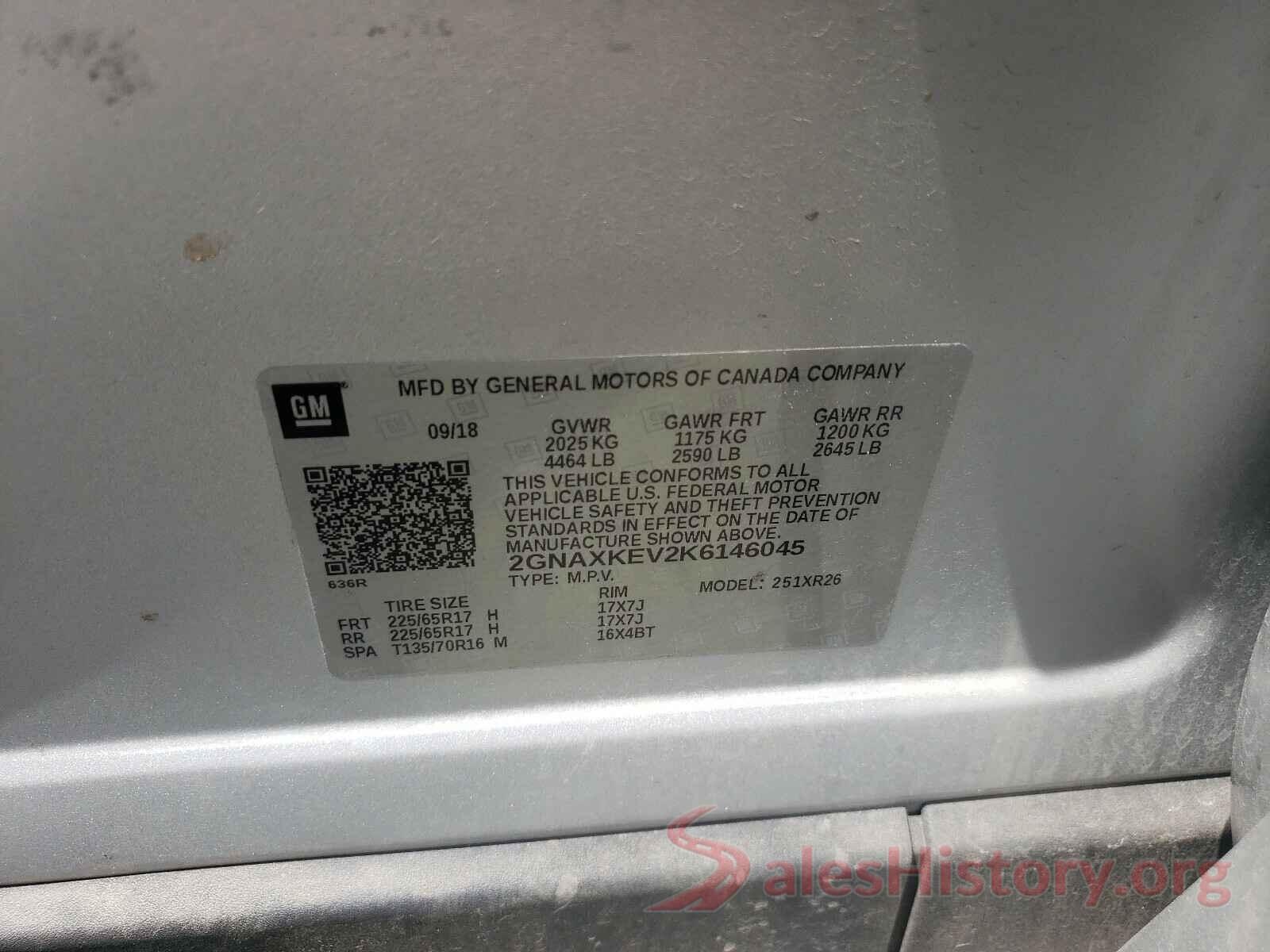 2GNAXKEV2K6146045 2019 CHEVROLET EQUINOX