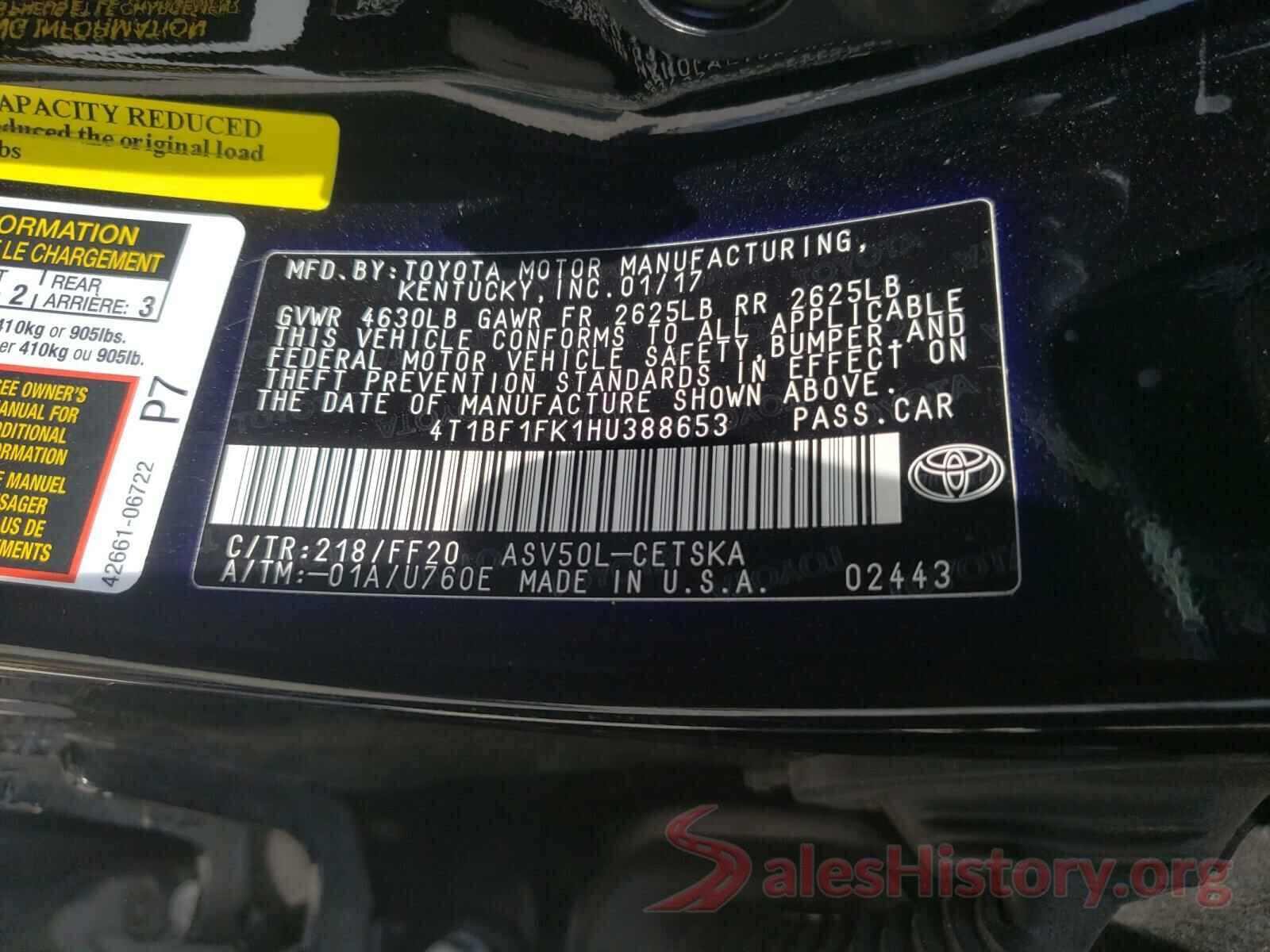 4T1BF1FK1HU388653 2017 TOYOTA CAMRY