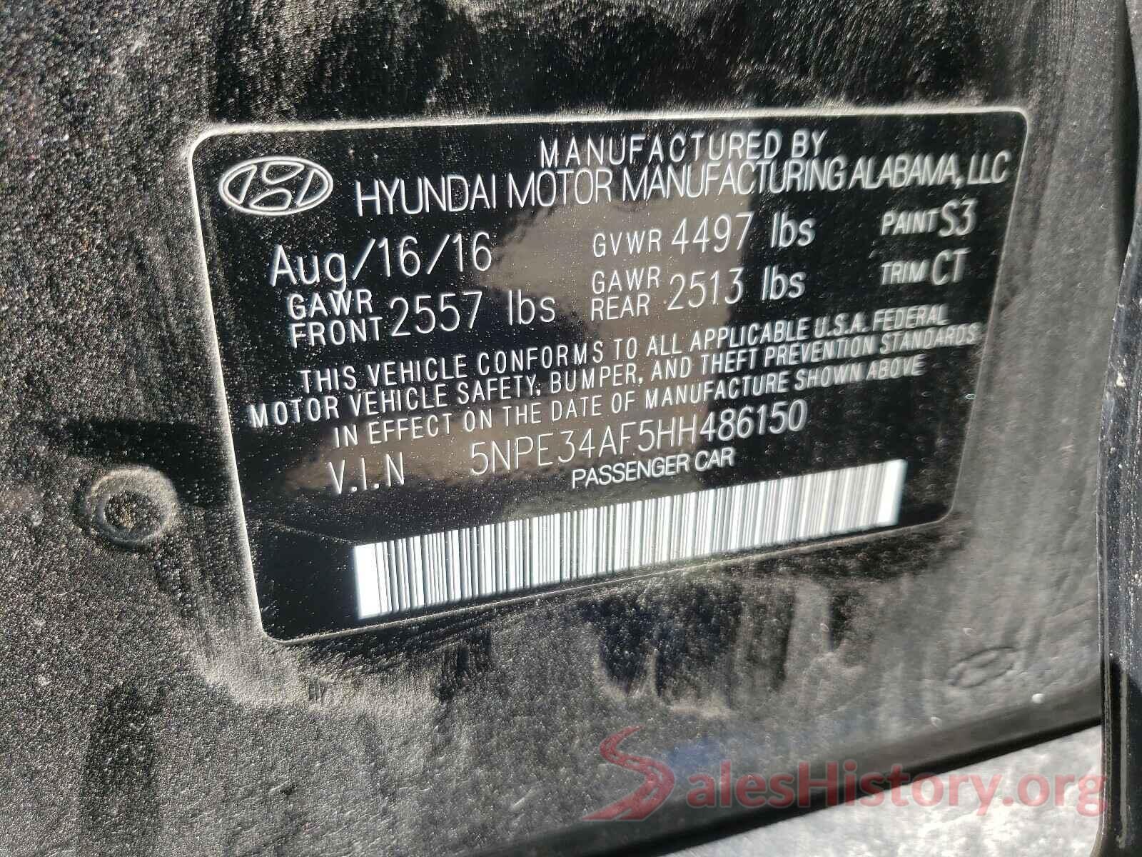 5NPE34AF5HH486150 2017 HYUNDAI SONATA