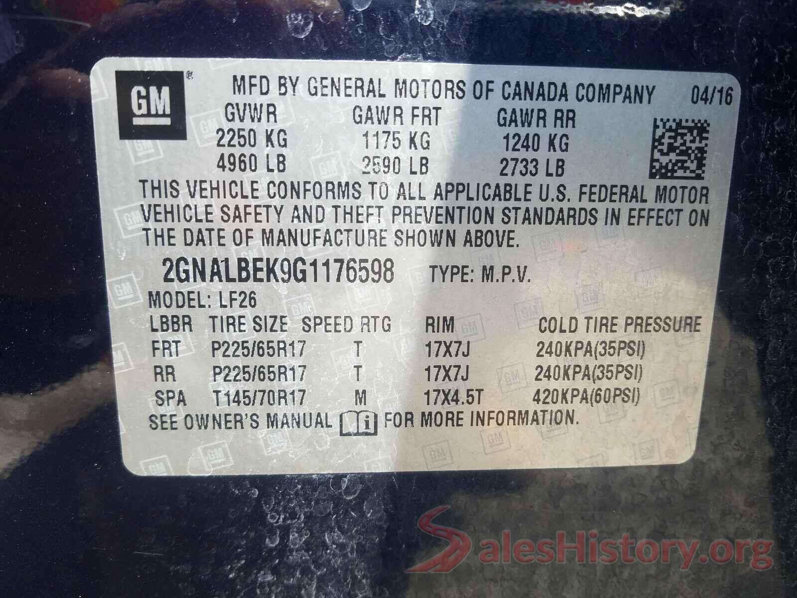 2GNALBEK9G1176598 2016 CHEVROLET EQUINOX