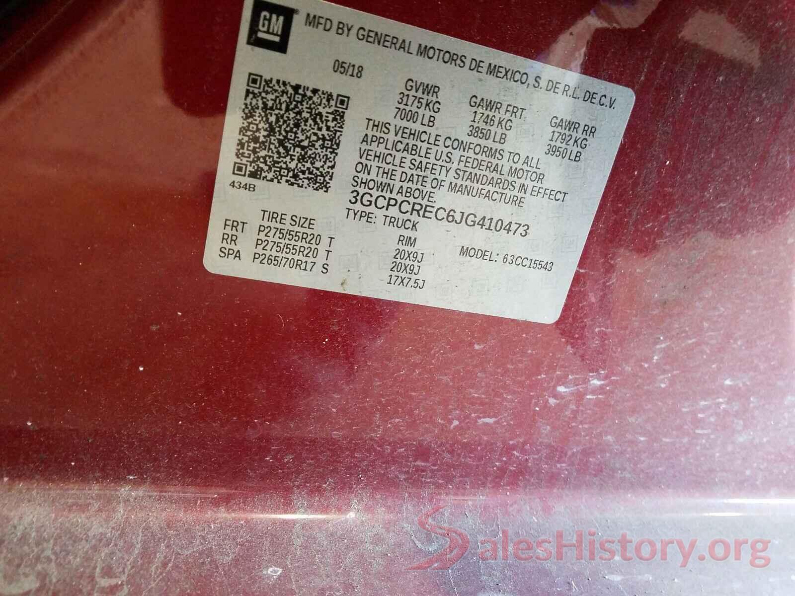 3GCPCREC6JG410473 2018 CHEVROLET SILVERADO