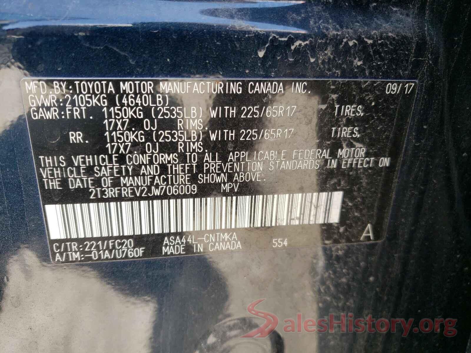 2T3RFREV2JW706009 2018 TOYOTA RAV4