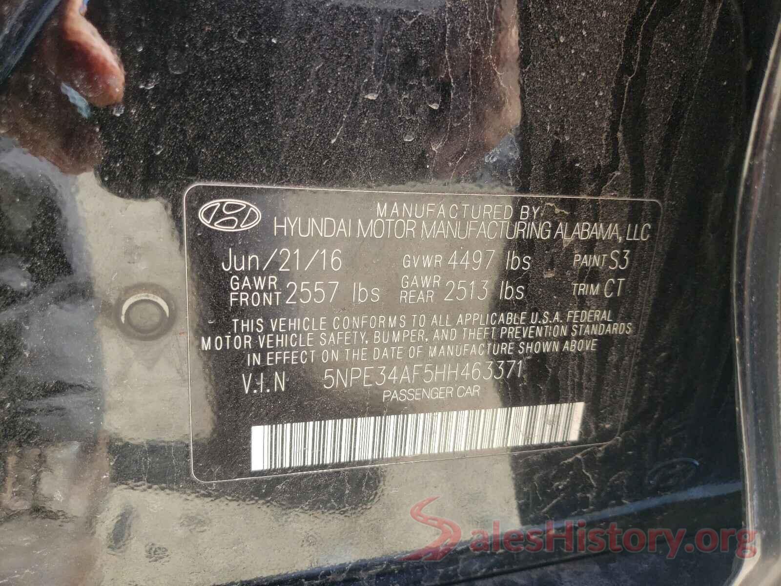 5NPE34AF5HH463371 2017 HYUNDAI SONATA