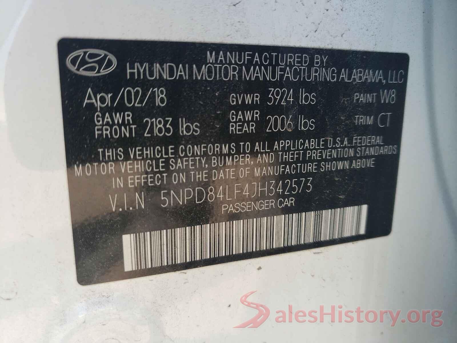 5NPD84LF4JH342573 2018 HYUNDAI ELANTRA