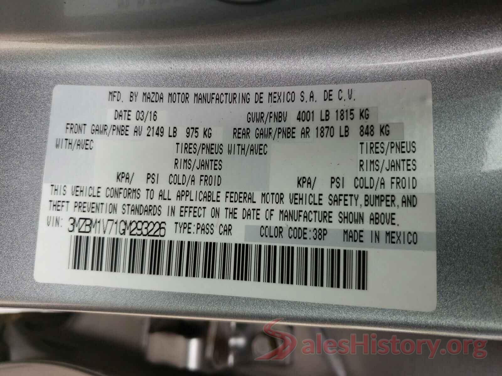 3MZBM1V71GM293226 2016 MAZDA 3