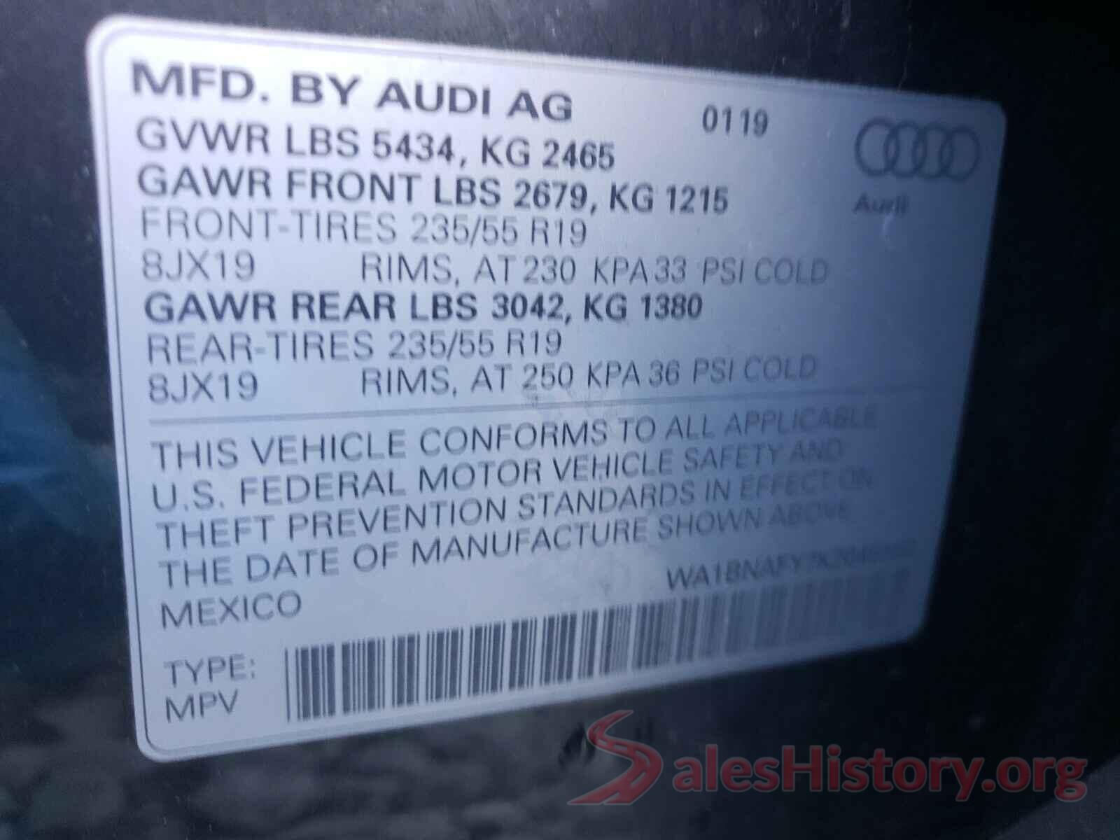 WA1BNAFY7K2045550 2019 AUDI Q5