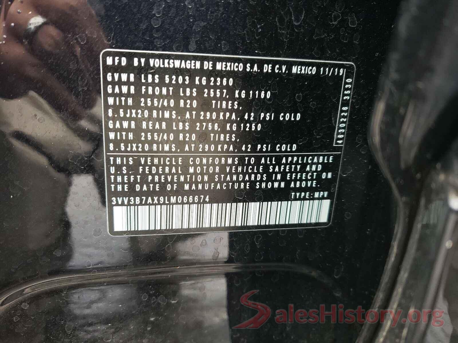 3VV3B7AX9LM066674 2020 VOLKSWAGEN TIGUAN