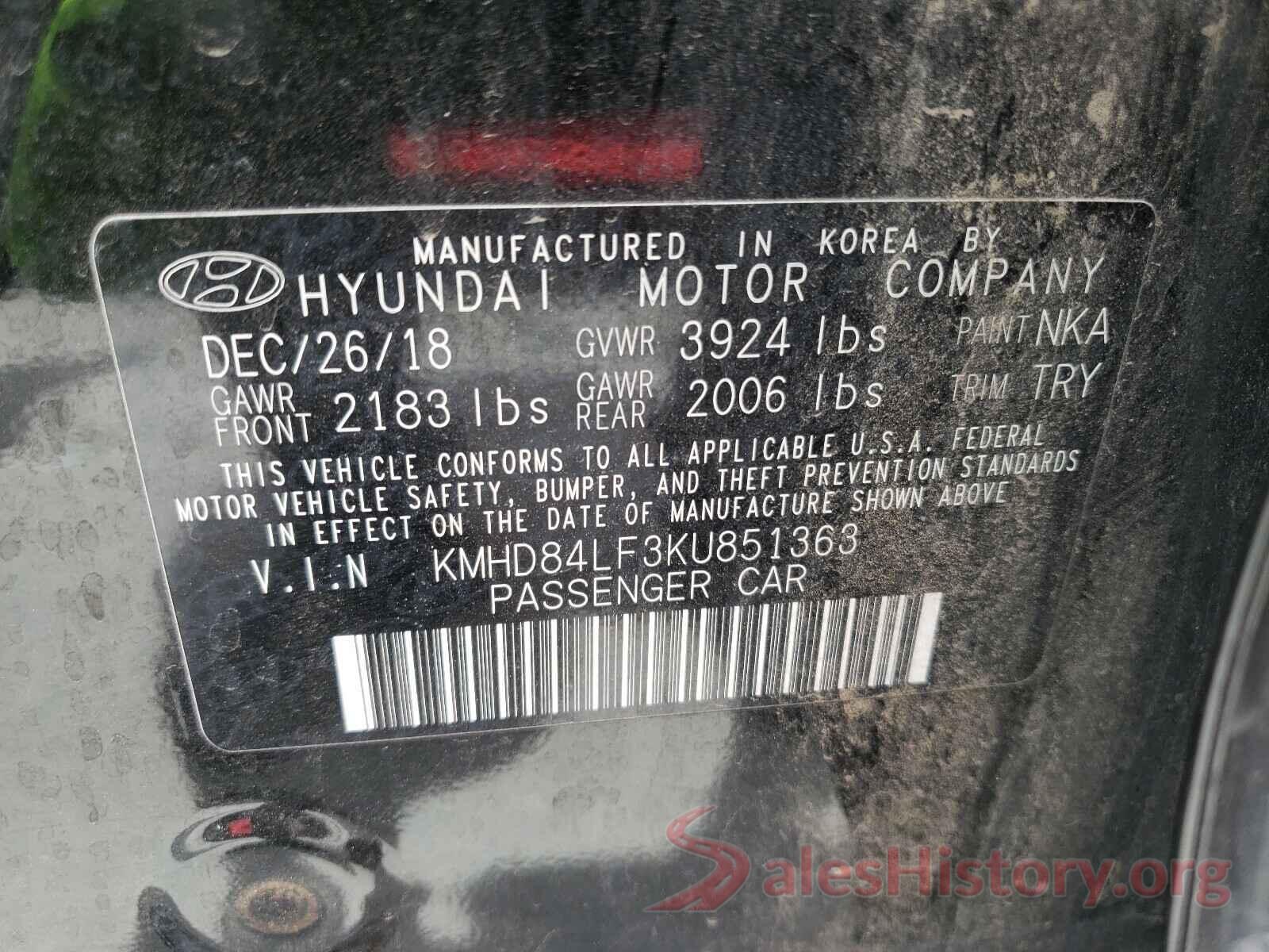 KMHD84LF3KU851363 2019 HYUNDAI ELANTRA