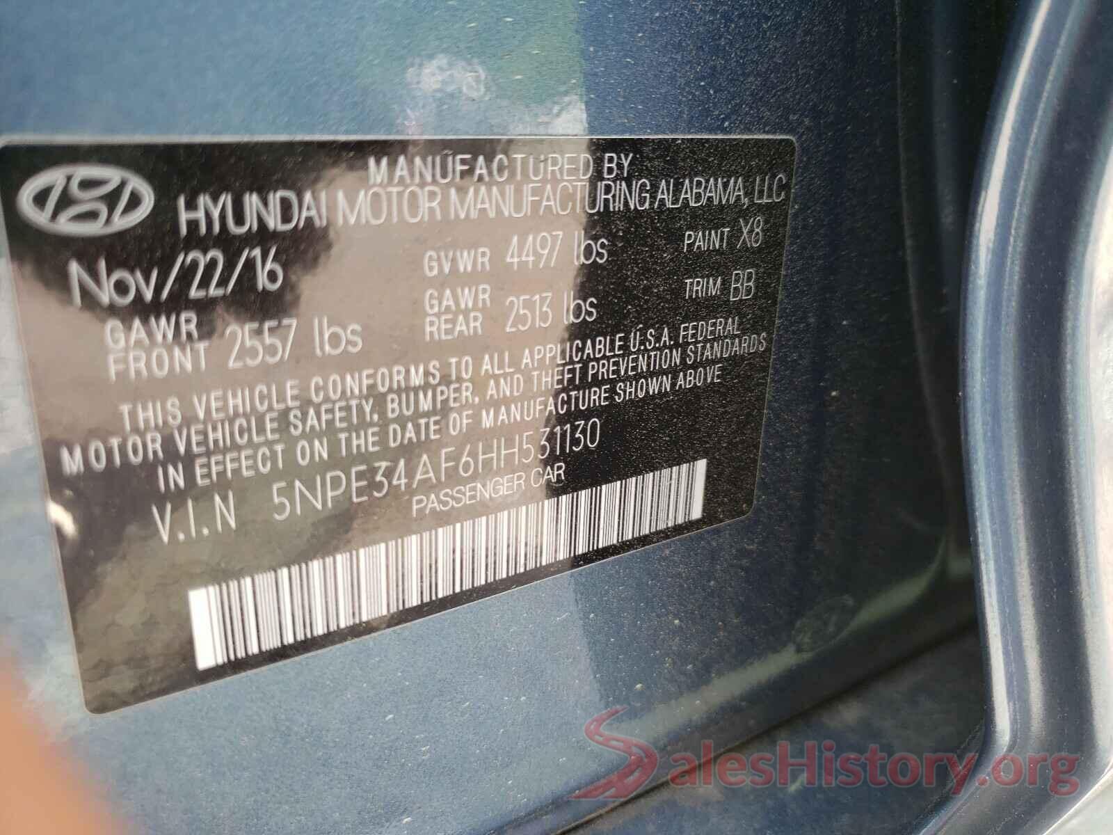 5NPE34AF6HH531130 2017 HYUNDAI SONATA