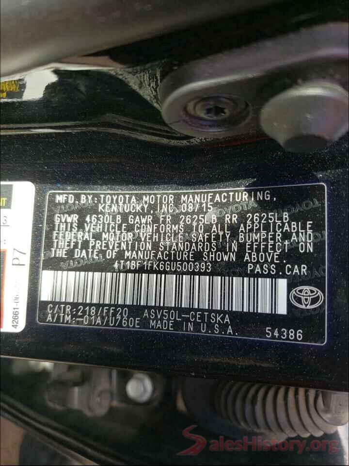 4T1BF1FK6GU500393 2016 TOYOTA CAMRY