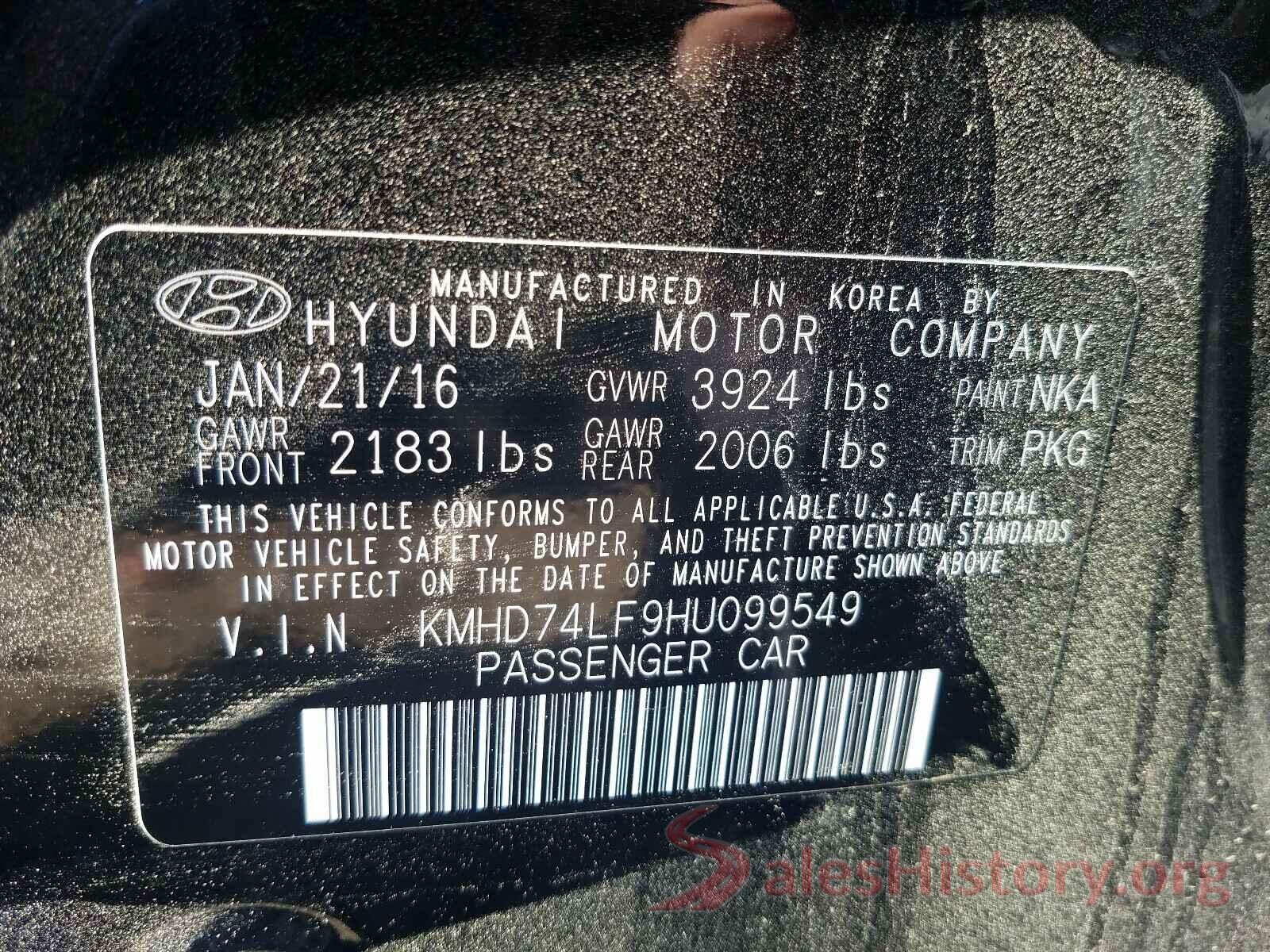 KMHD74LF9HU099549 2017 HYUNDAI ELANTRA