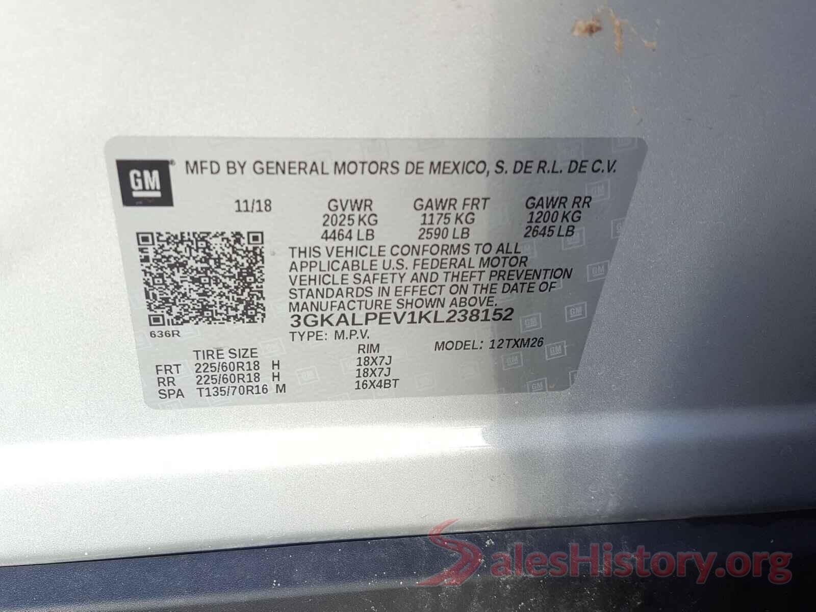 3GKALPEV1KL238152 2019 GMC TERRAIN