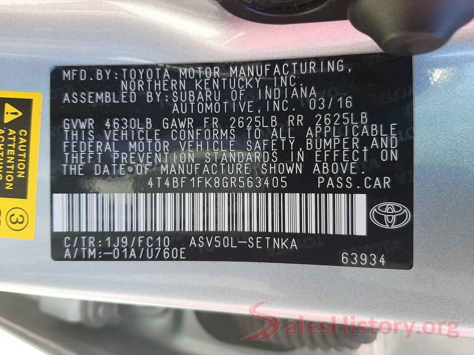 4T4BF1FK8GR563405 2016 TOYOTA CAMRY