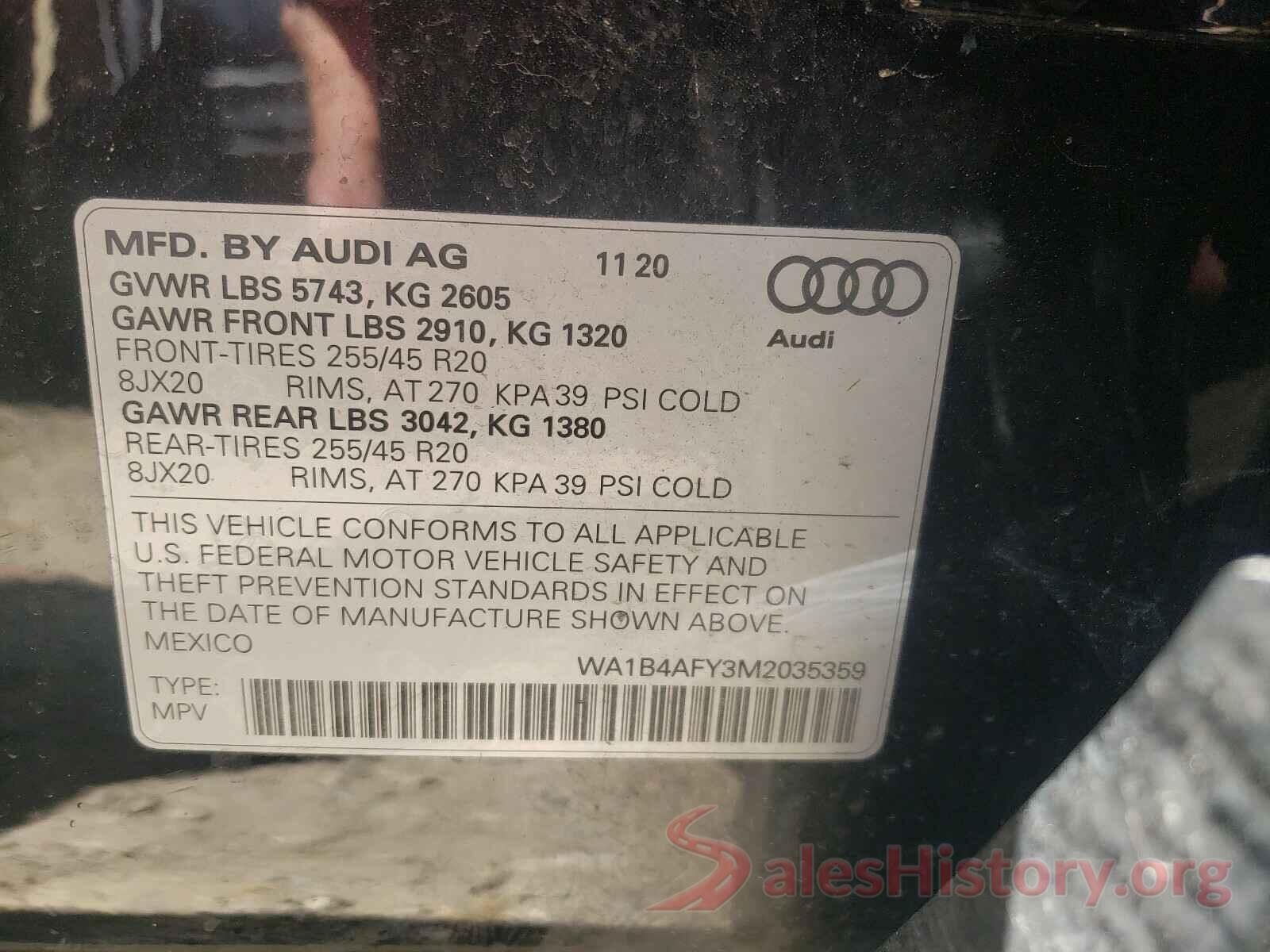 WA1B4AFY3M2035359 2021 AUDI SQ5