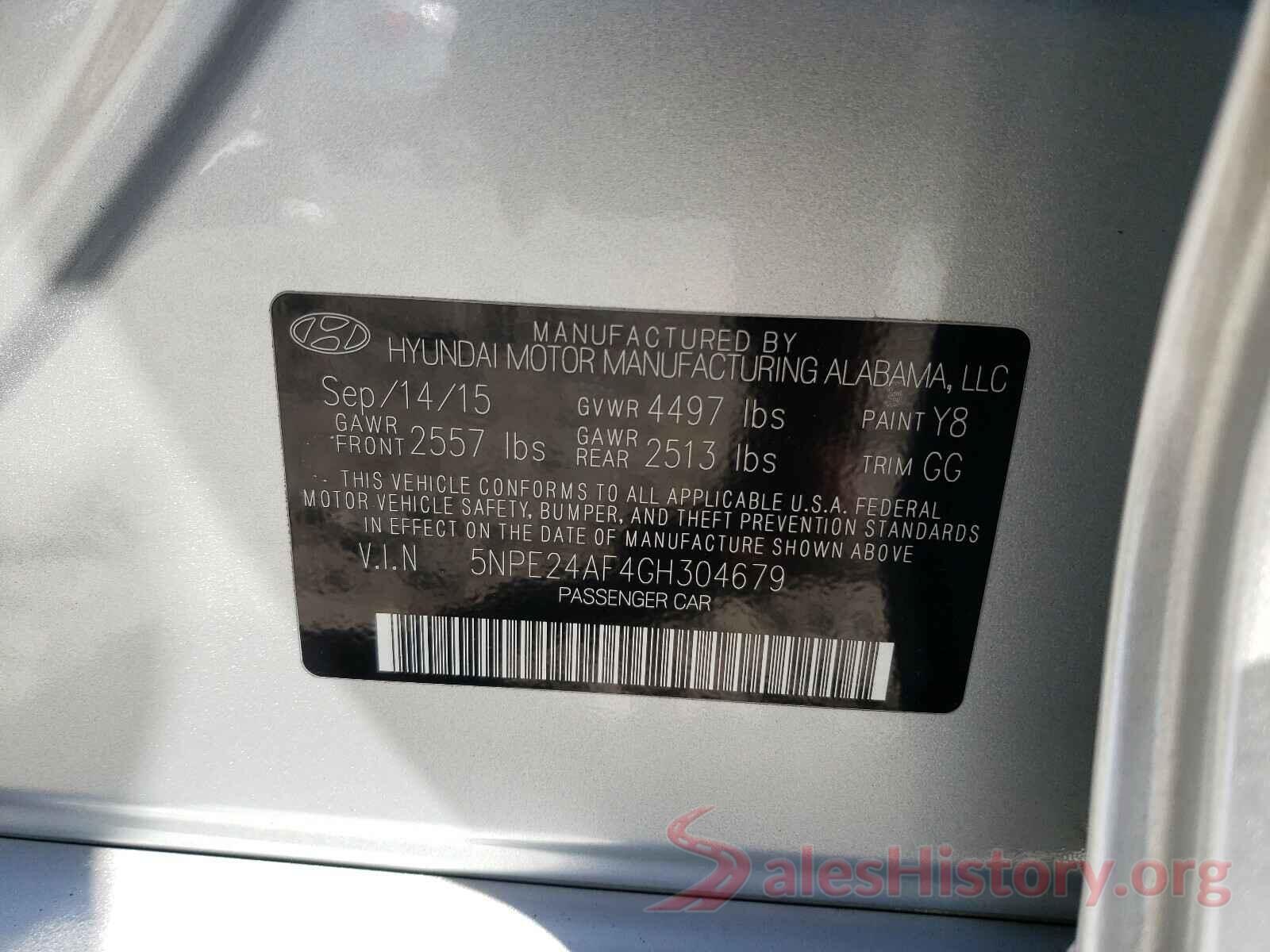 5NPE24AF4GH304679 2016 HYUNDAI SONATA