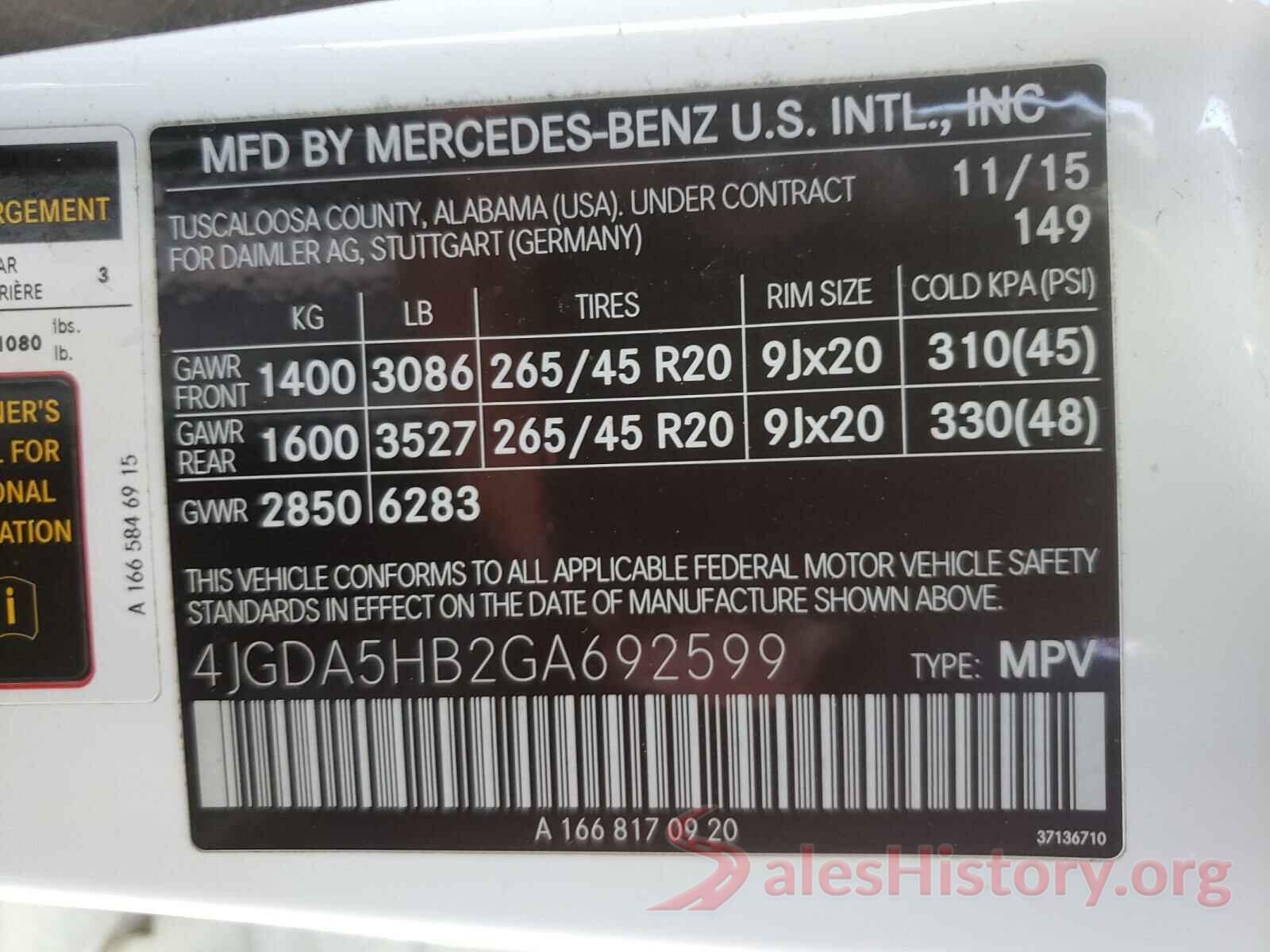 4JGDA5HB2GA692599 2016 MERCEDES-BENZ G CLASS