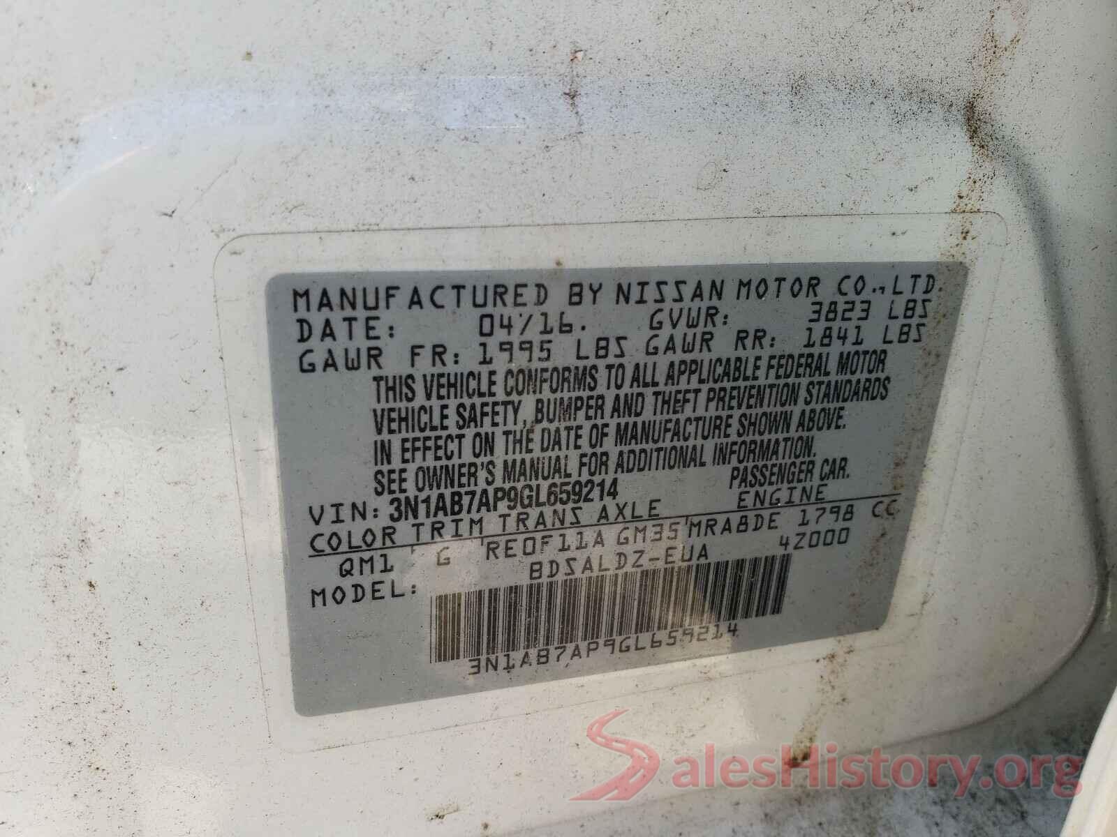 3N1AB7AP9GL659214 2016 NISSAN SENTRA