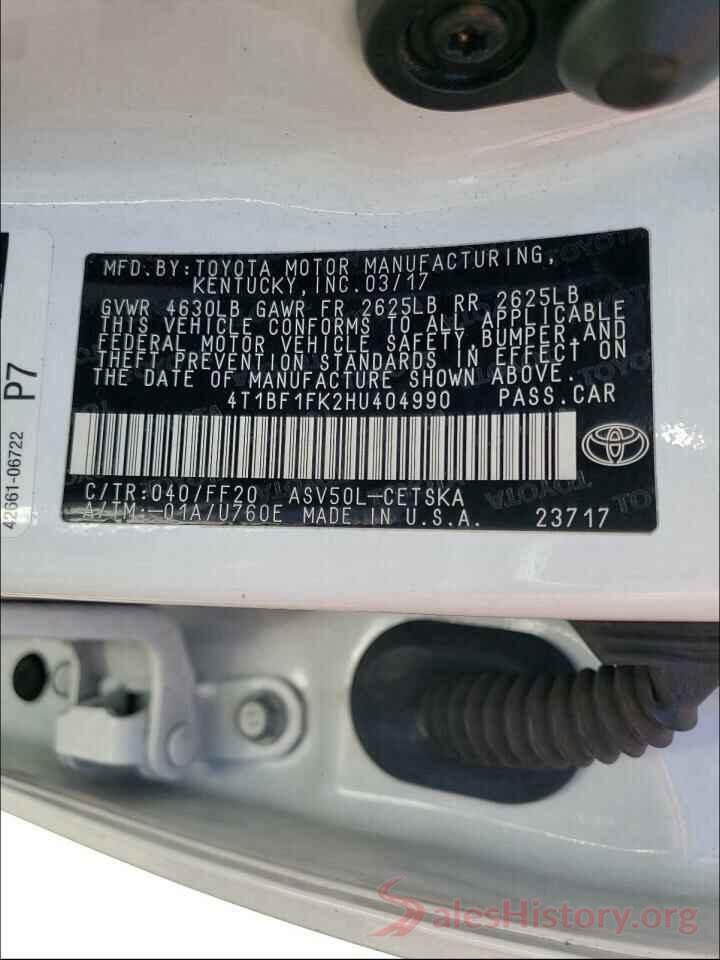 4T1BF1FK2HU404990 2017 TOYOTA CAMRY