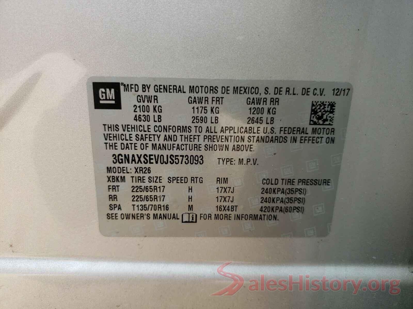 3GNAXSEV0JS573093 2018 CHEVROLET EQUINOX