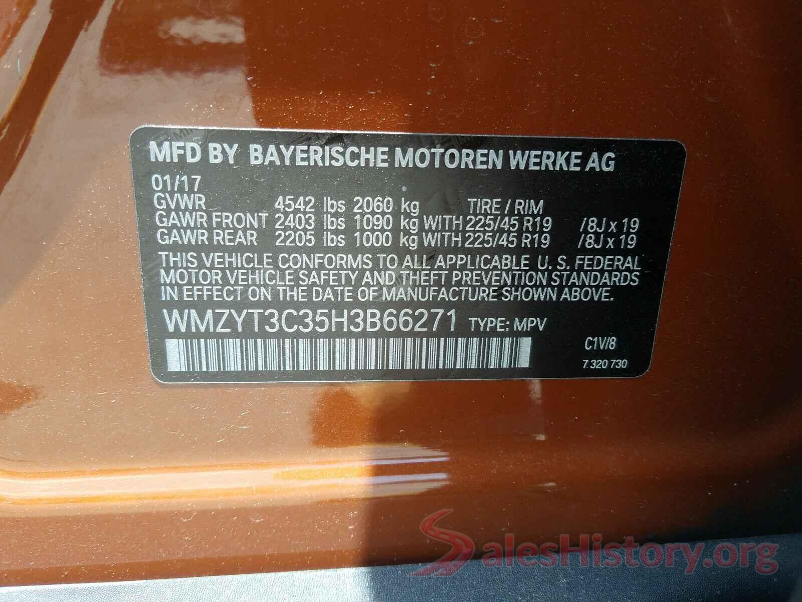 WMZYT3C35H3B66271 2017 MINI COOPER