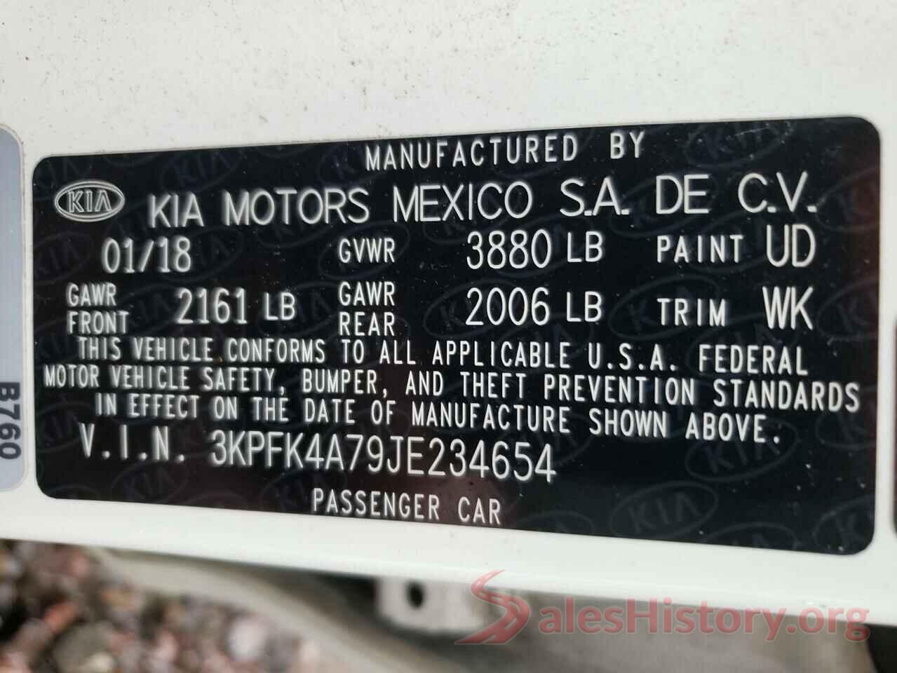 3KPFK4A79JE234654 2018 KIA FORTE