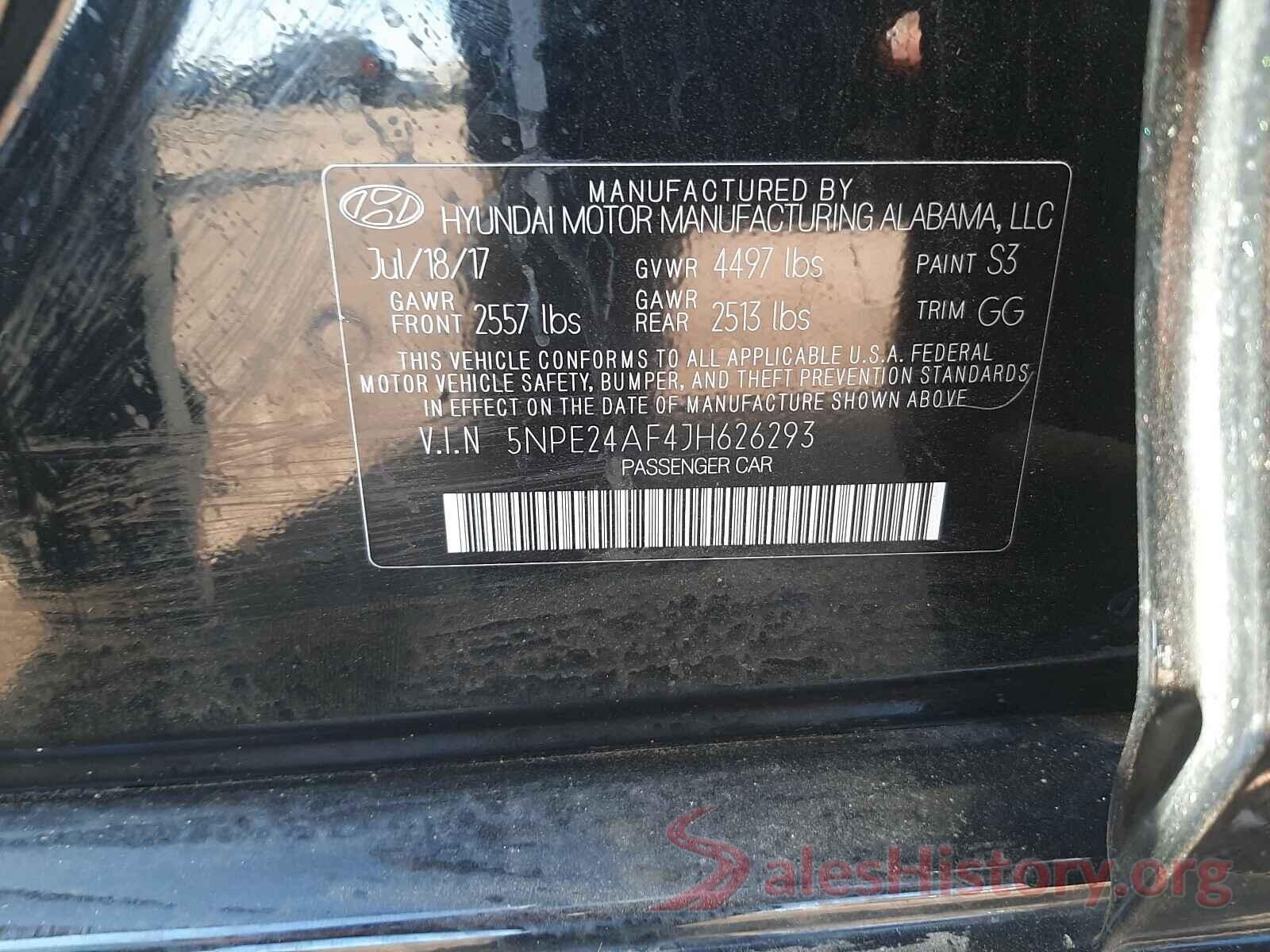 5NPE24AF4JH626293 2018 HYUNDAI SONATA