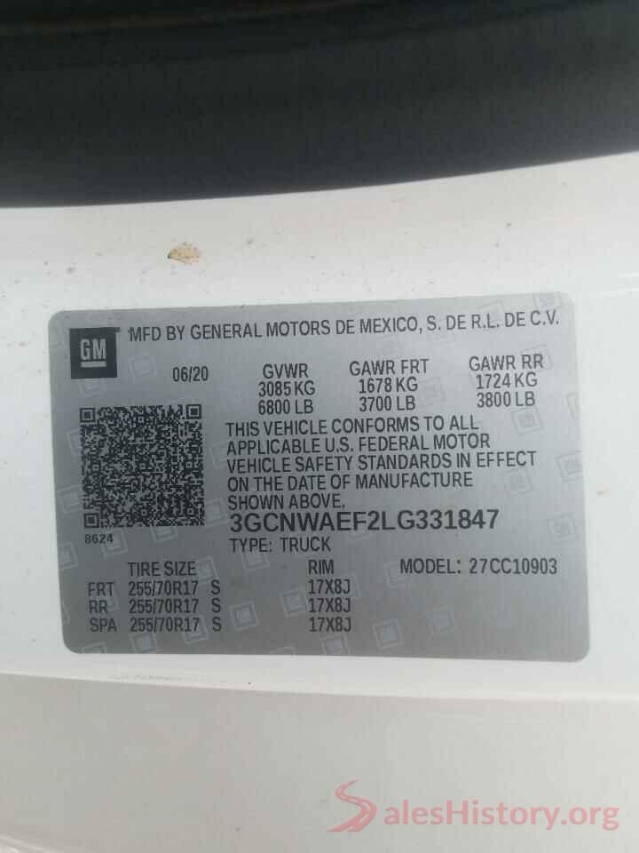 3GCNWAEF2LG331847 2020 CHEVROLET SILVERADO