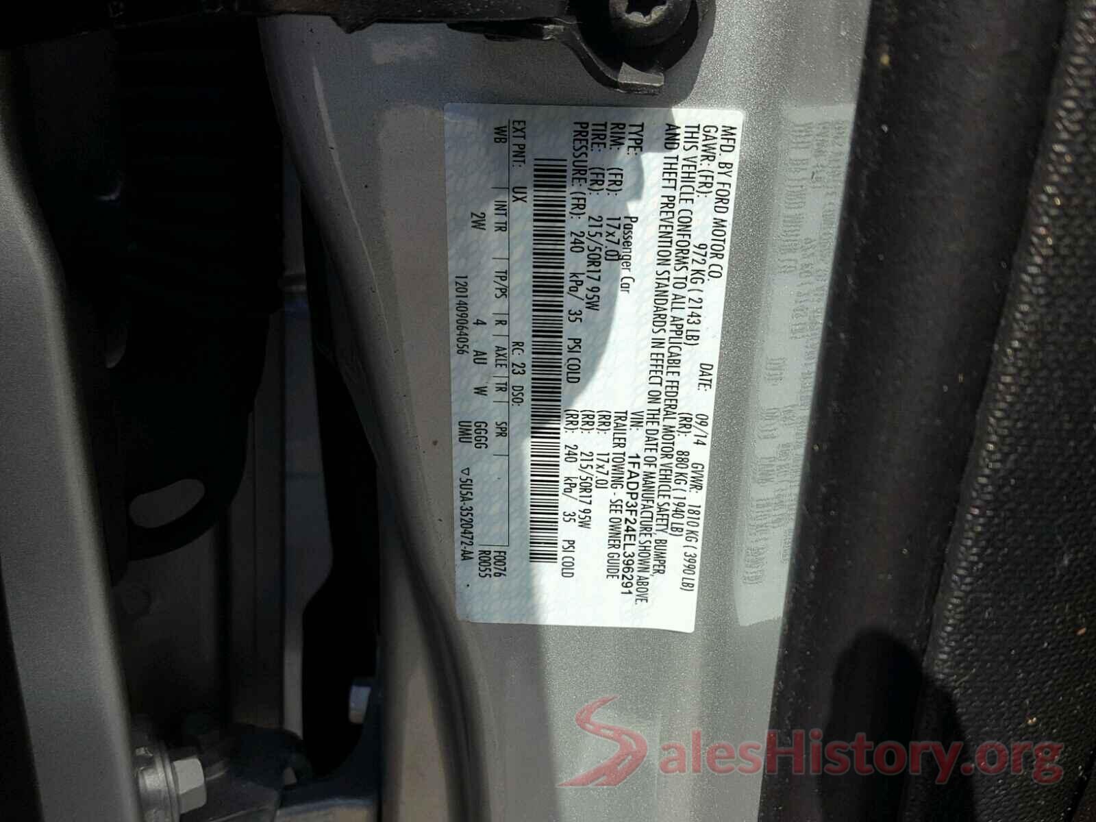 1FADP3F24EL396291 2014 FORD FOCUS