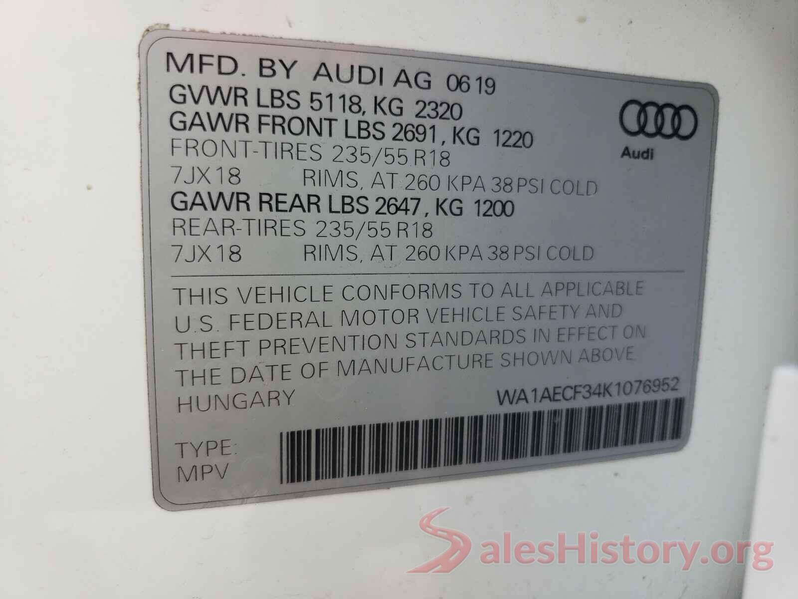 WA1AECF34K1076952 2019 AUDI Q3