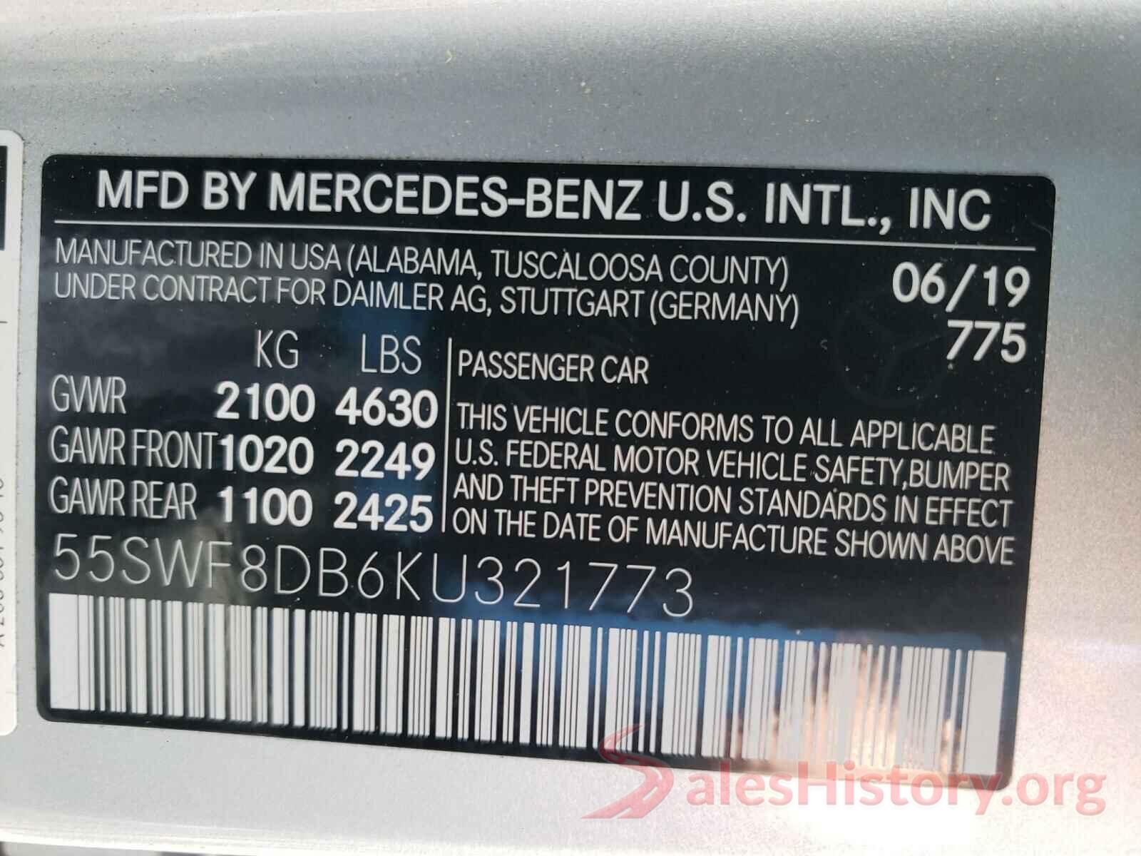 55SWF8DB6KU321773 2019 MERCEDES-BENZ C CLASS