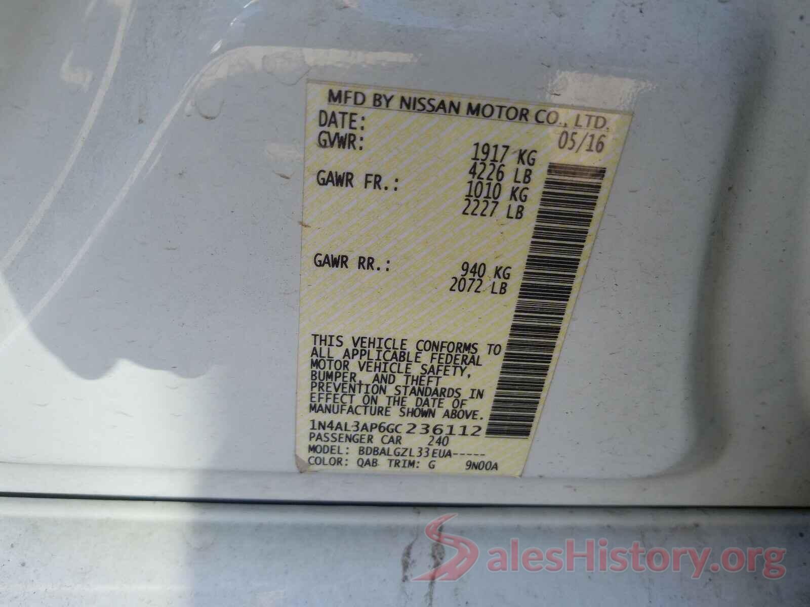 1N4AL3AP6GC236112 2016 NISSAN ALTIMA