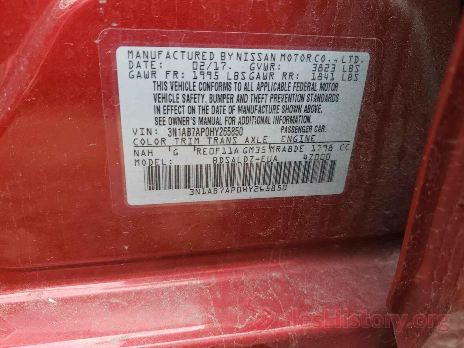 3N1AB7AP0HY265850 2017 NISSAN SENTRA