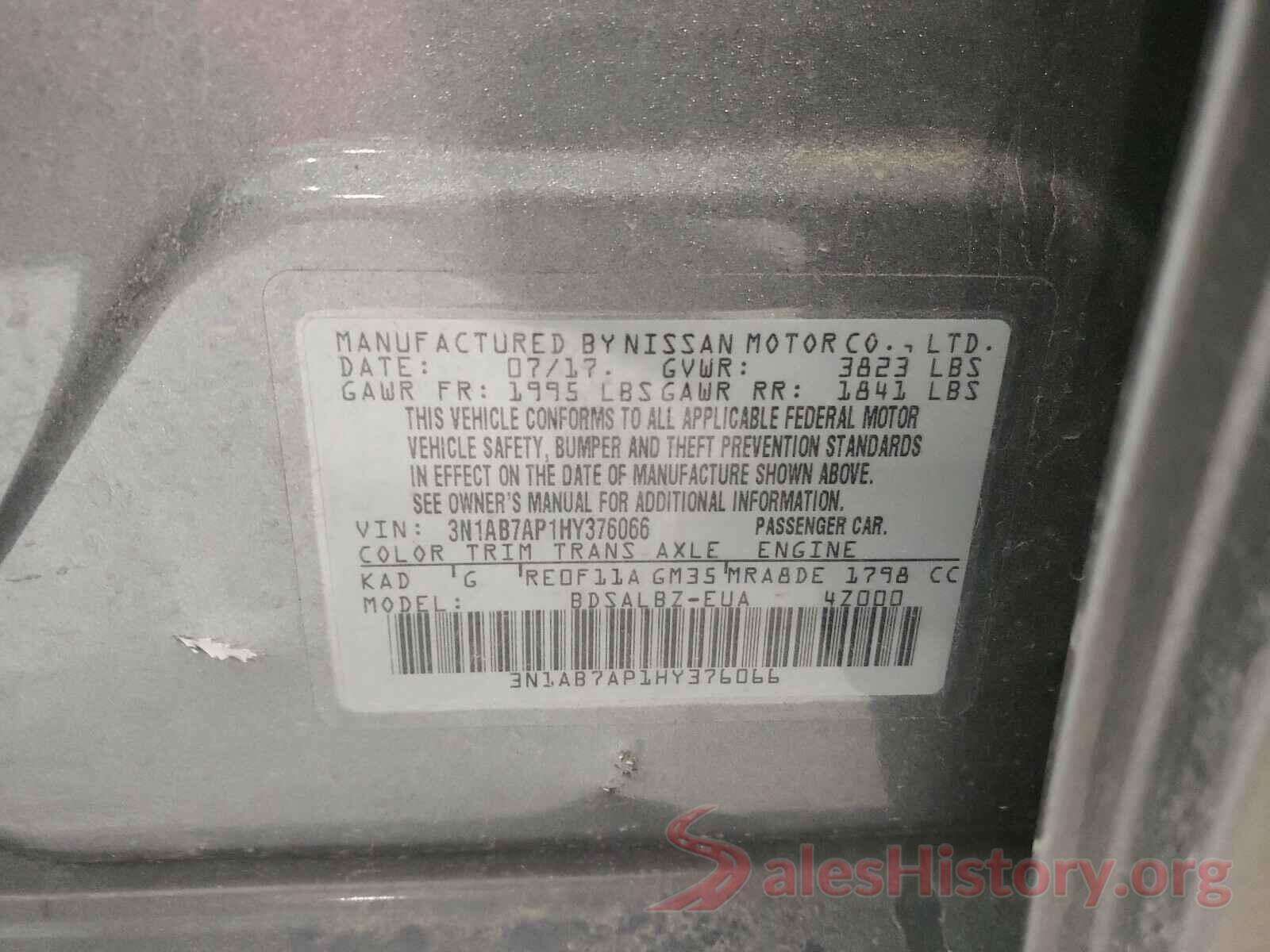 3N1AB7AP1HY376066 2017 NISSAN SENTRA