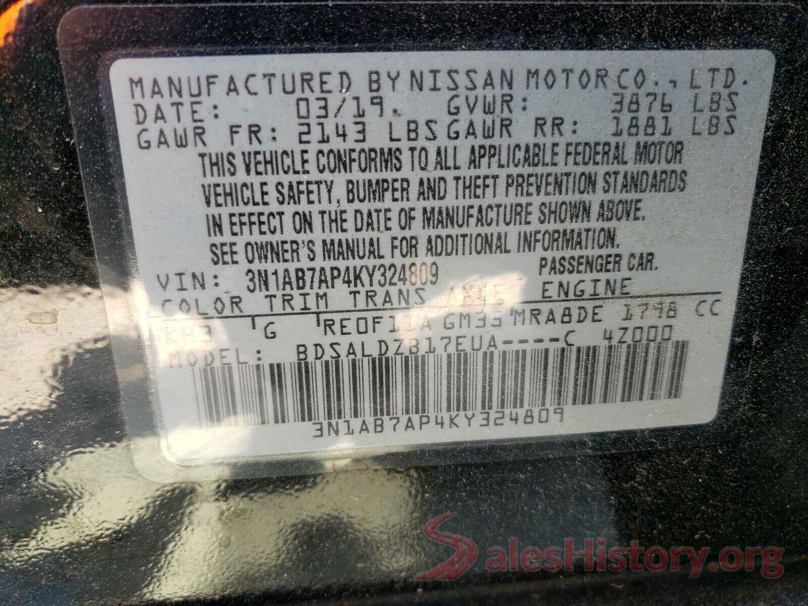 3N1AB7AP4KY324809 2019 NISSAN SENTRA