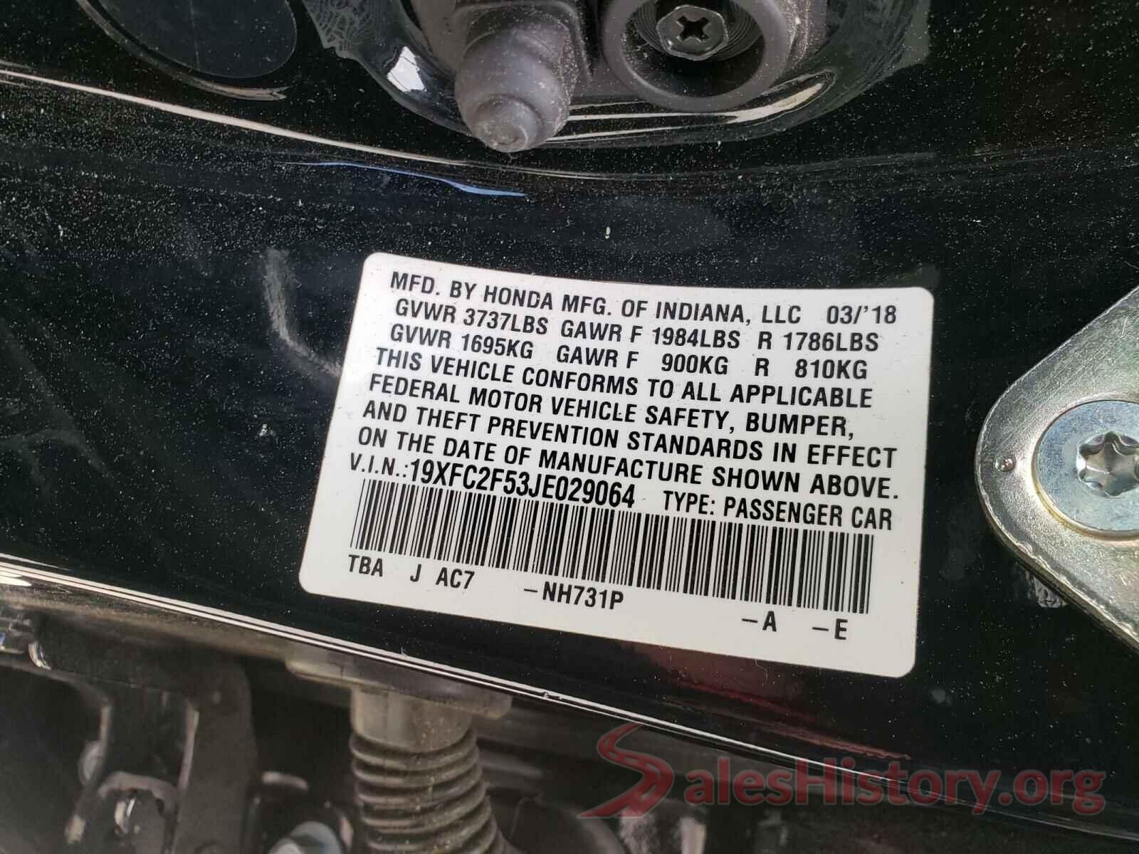 19XFC2F53JE029064 2018 HONDA CIVIC