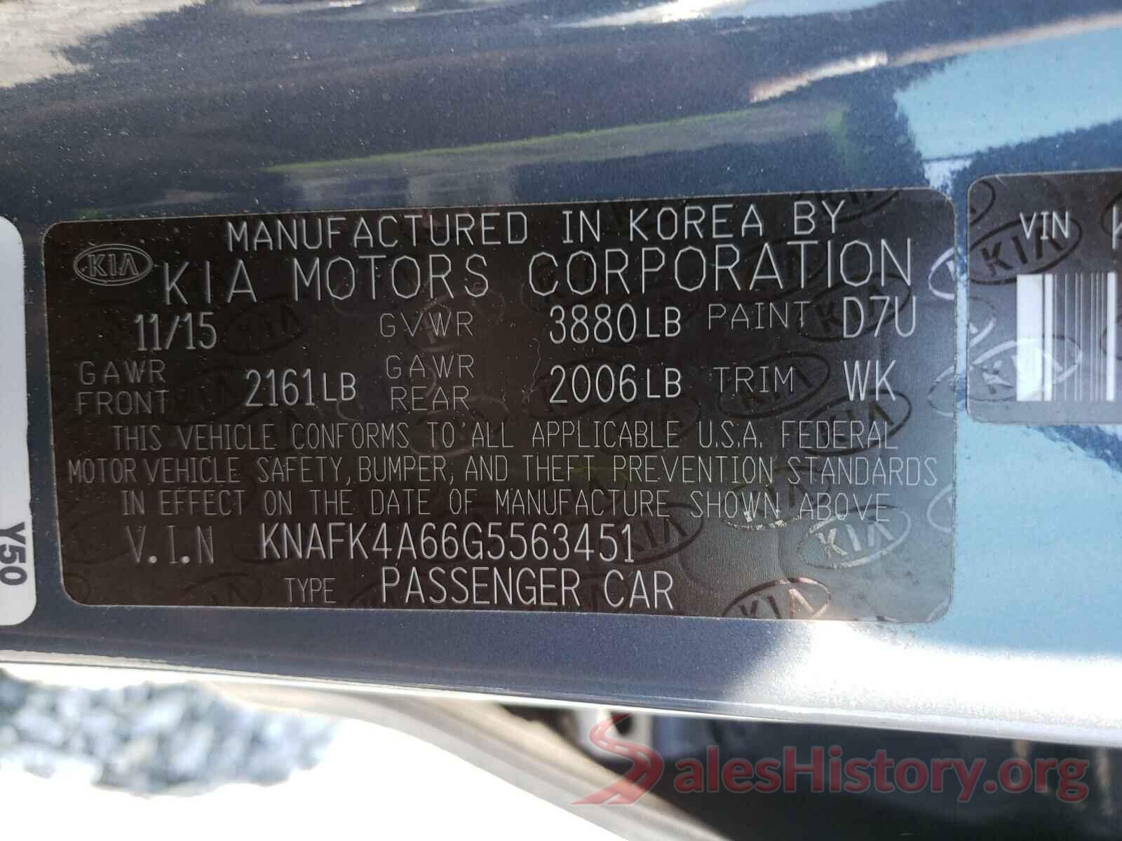 KNAFK4A66G5563451 2016 KIA FORTE