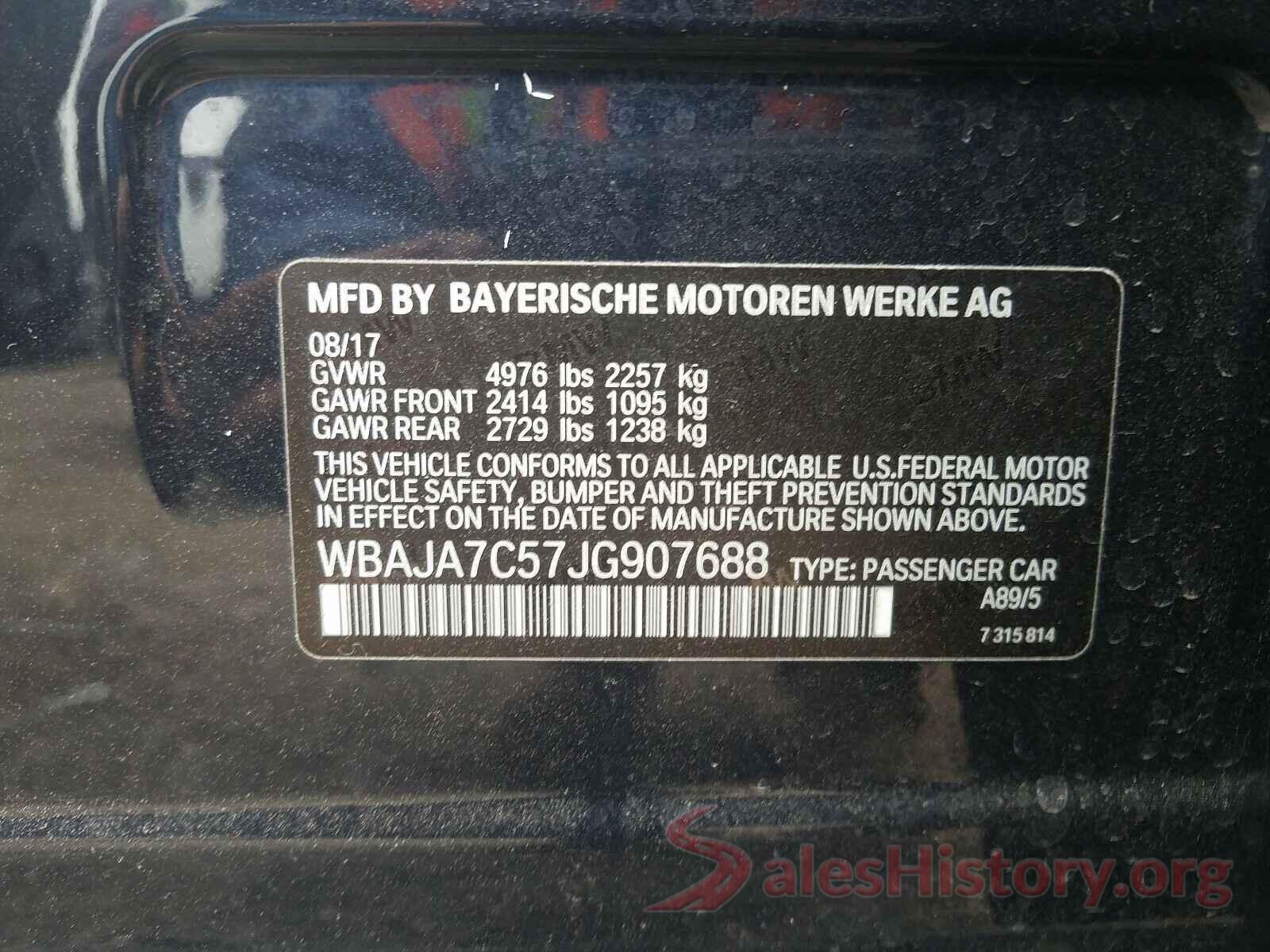 WBAJA7C57JG907688 2018 BMW 5 SERIES