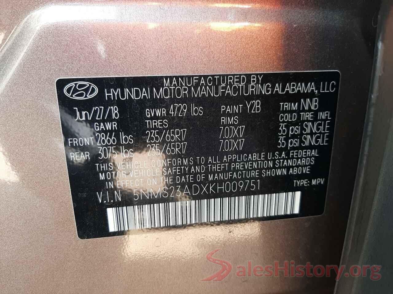 5NMS23ADXKH009751 2019 HYUNDAI SANTA FE