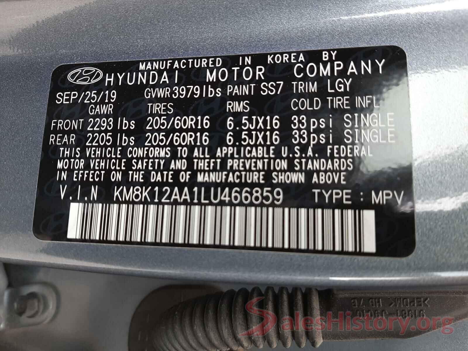 KM8K12AA1LU466859 2020 HYUNDAI KONA