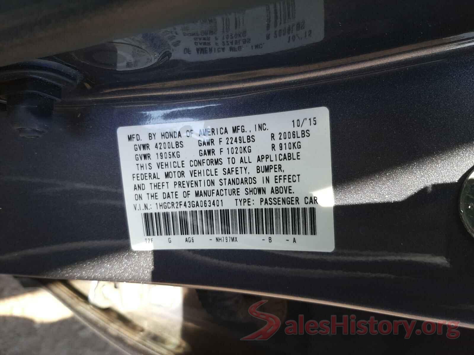 1HGCR2F43GA063401 2016 HONDA ACCORD