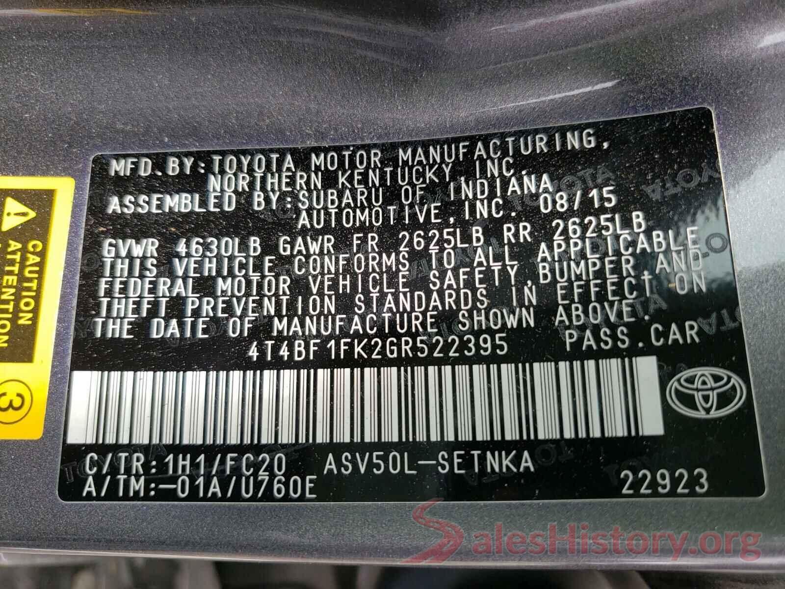 4T4BF1FK2GR522395 2016 TOYOTA CAMRY