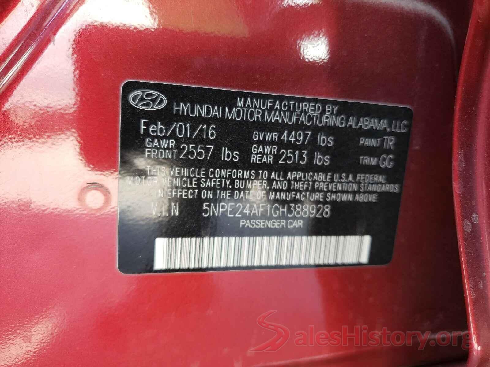 5NPE24AF1GH388928 2016 HYUNDAI SONATA