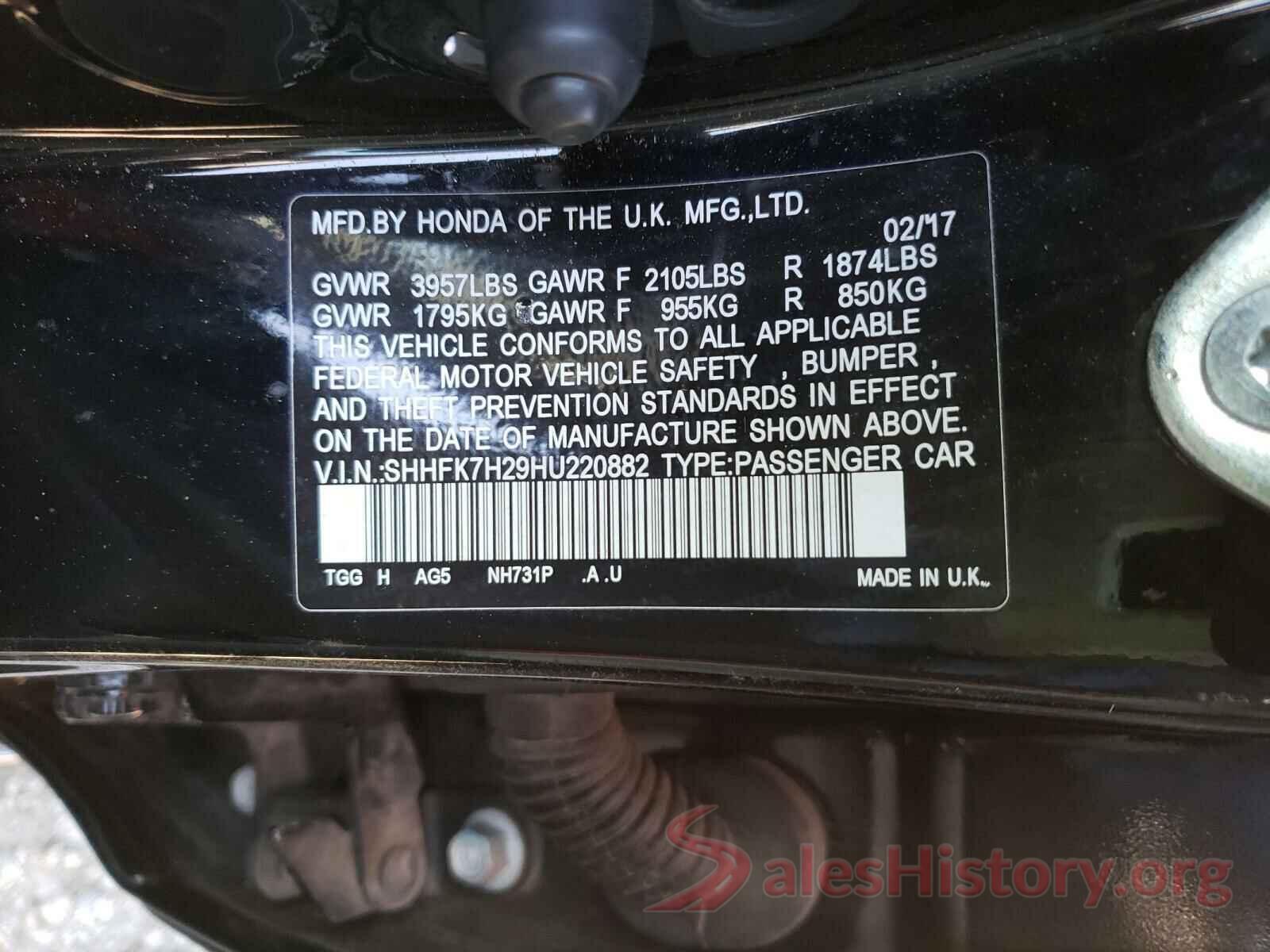 SHHFK7H29HU220882 2017 HONDA CIVIC