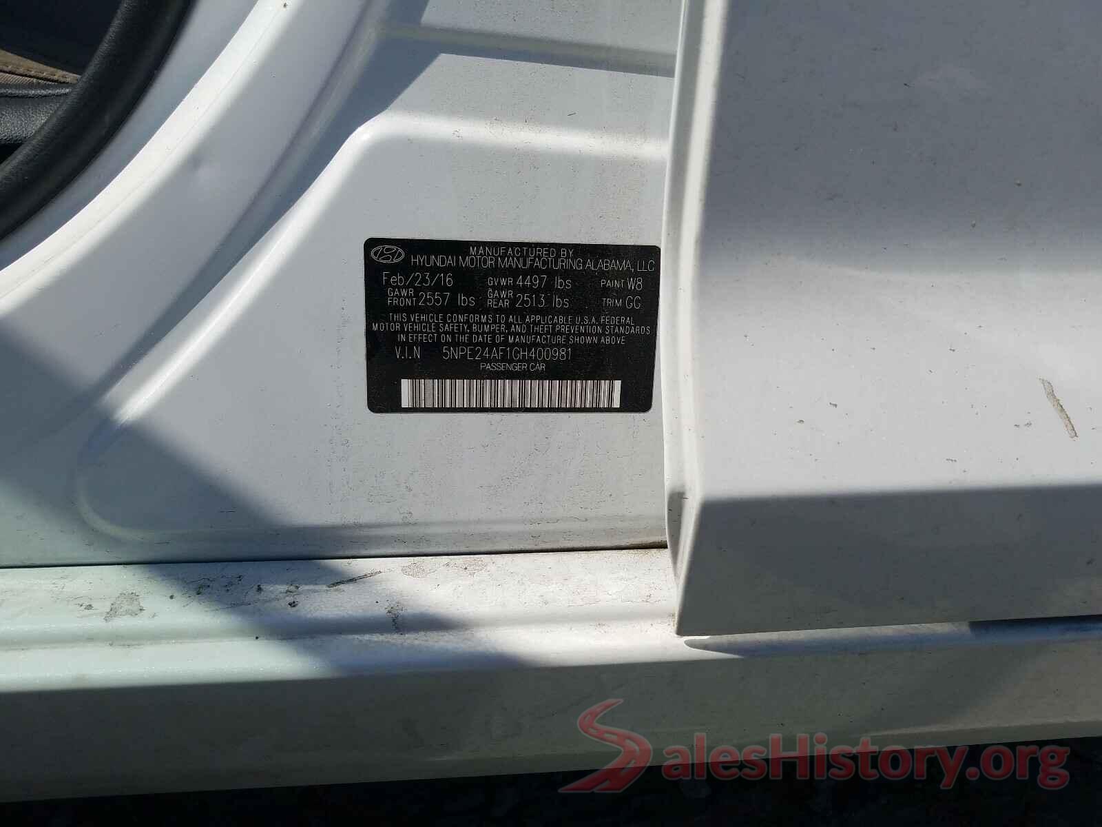 5NPE24AF1GH400981 2016 HYUNDAI SONATA