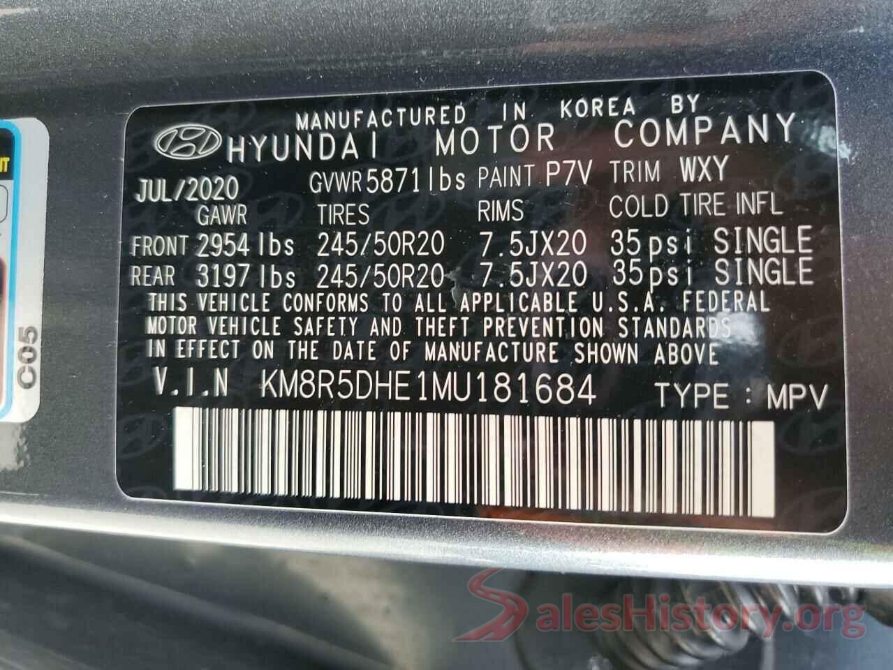 KM8R5DHE1MU181684 2021 HYUNDAI PALISADE