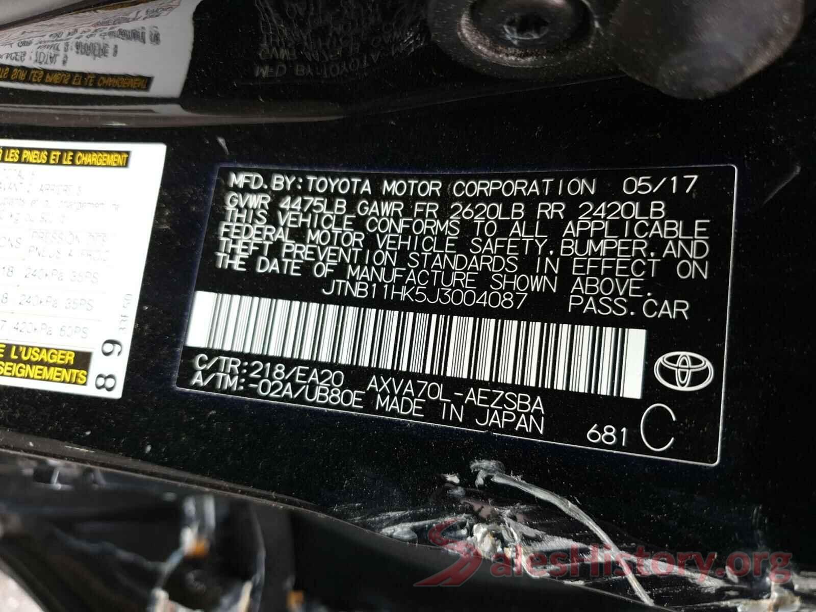 JTNB11HK5J3004087 2018 TOYOTA CAMRY