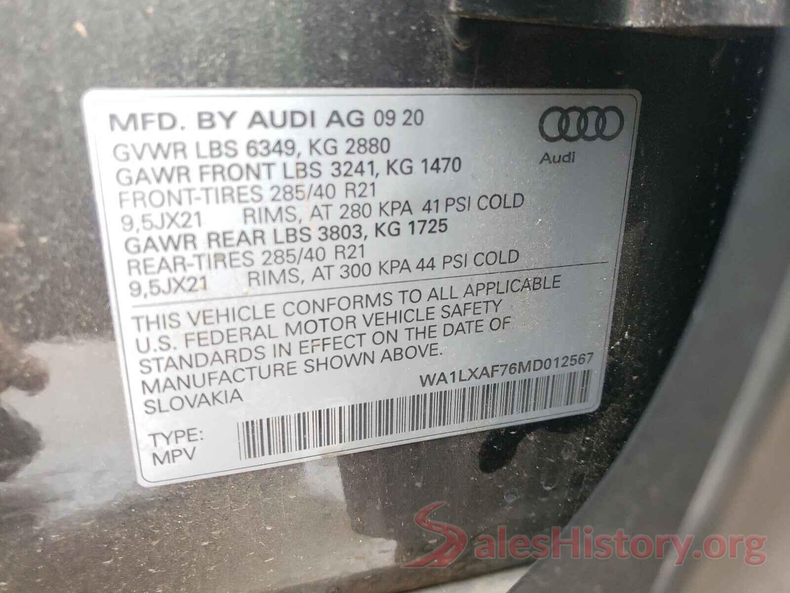 WA1LXAF76MD012567 2021 AUDI Q7