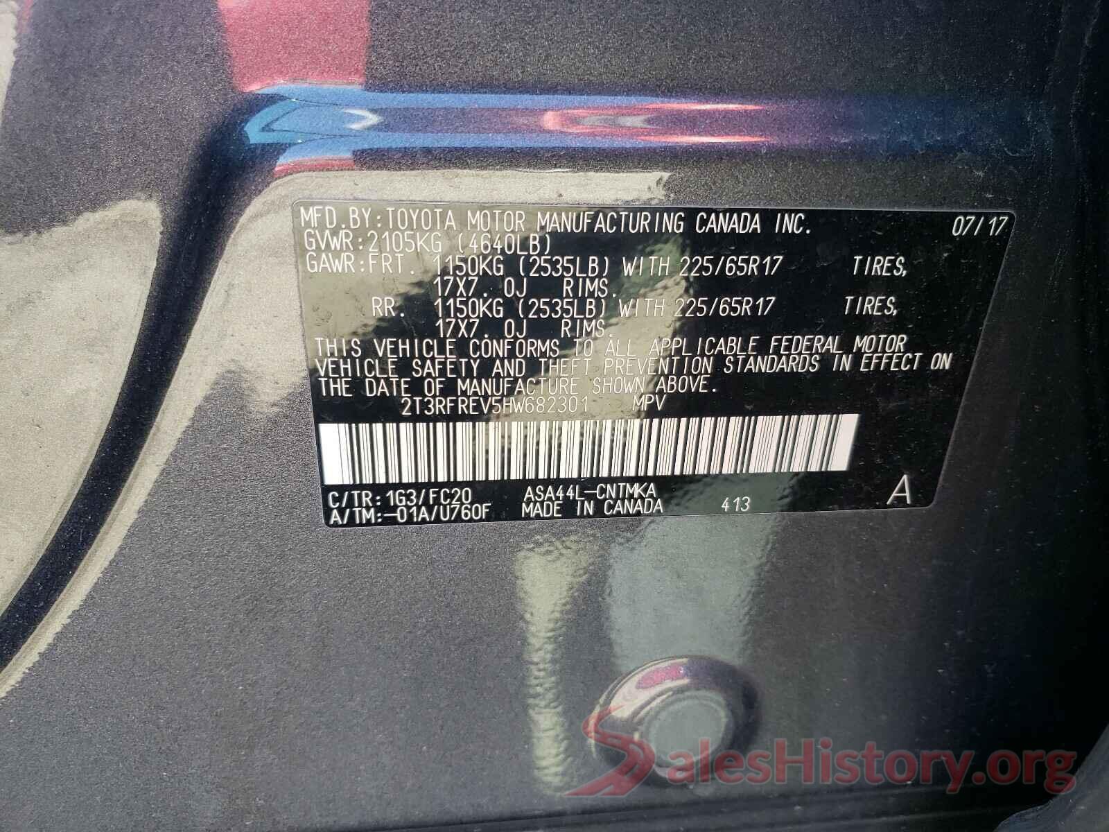 2T3RFREV5HW682301 2017 TOYOTA RAV4