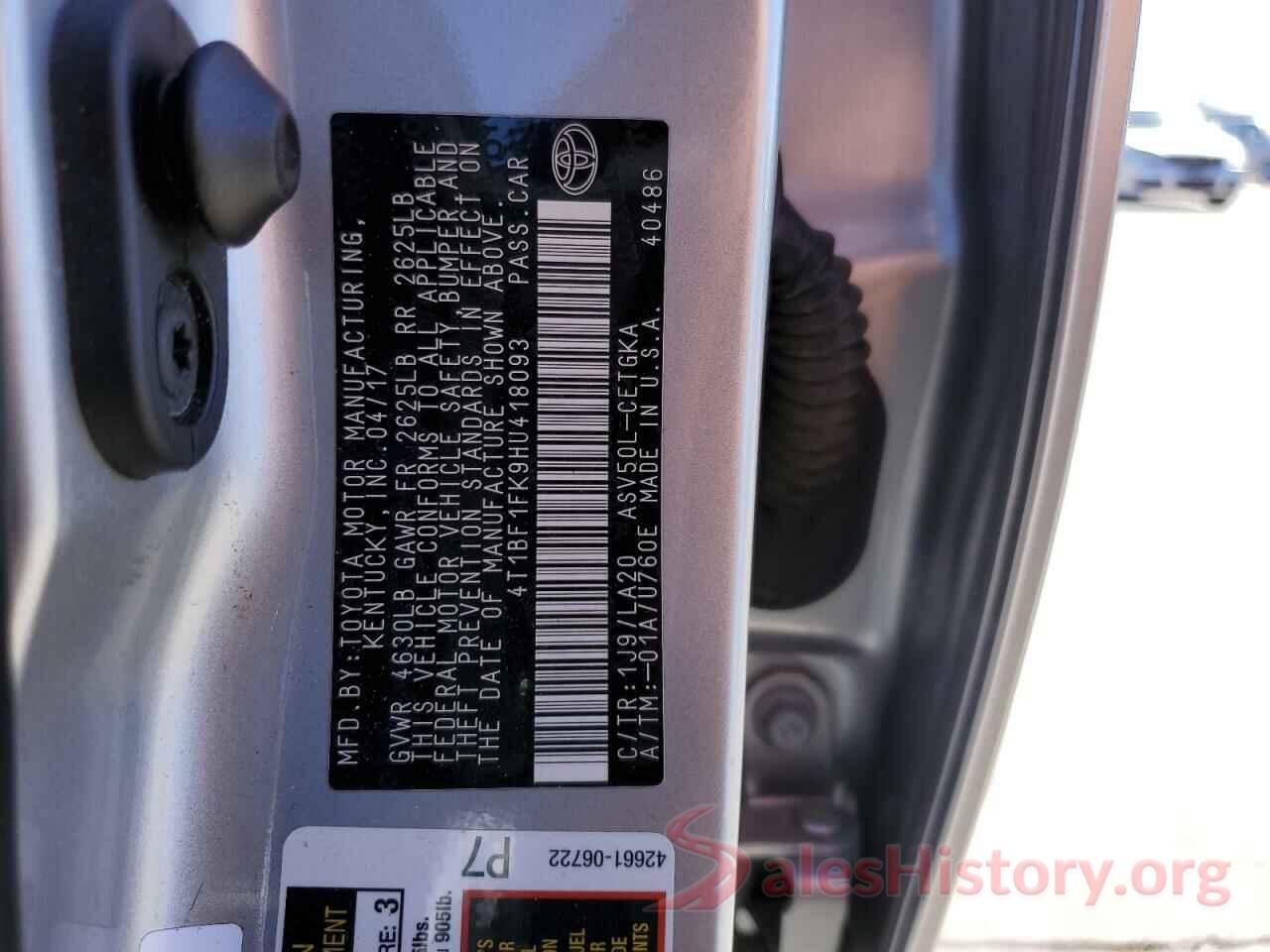 4T1BF1FK9HU418093 2017 TOYOTA CAMRY