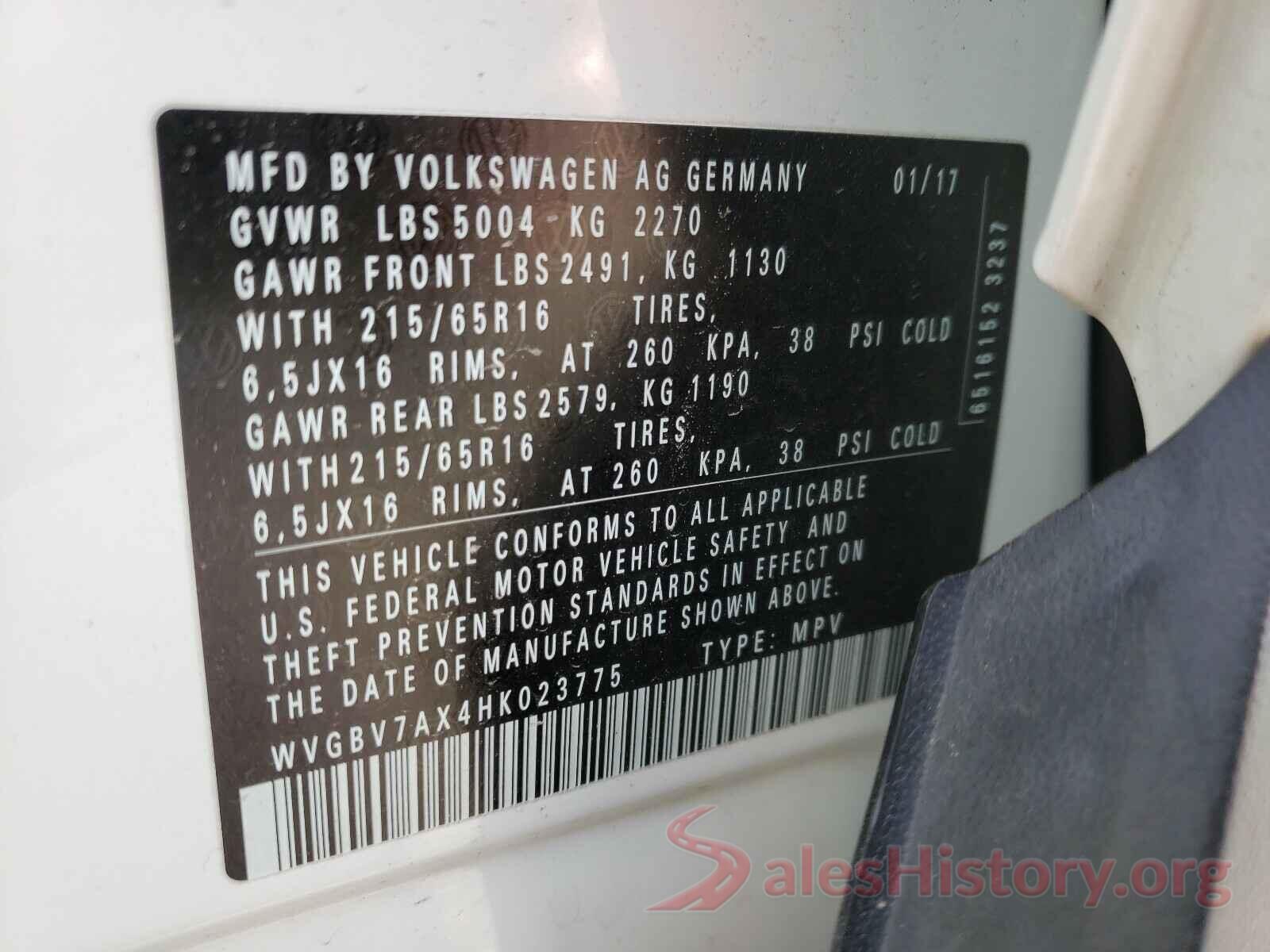 WVGBV7AX4HK023775 2017 VOLKSWAGEN TIGUAN